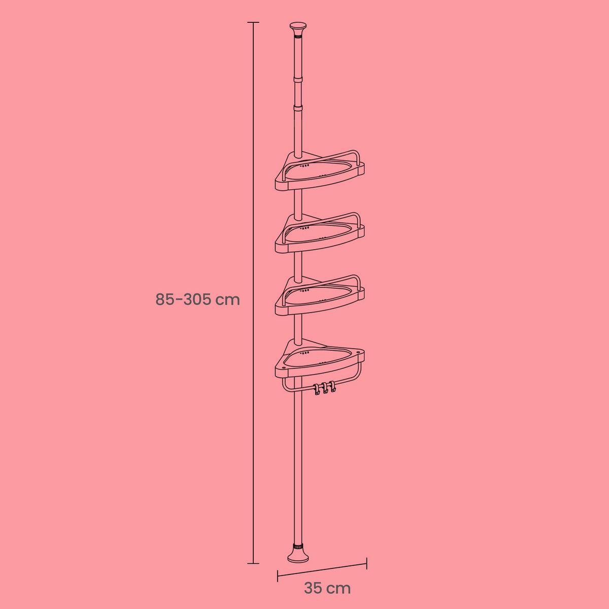 Duschregal Weiß B: 35 Cm - Weiß, Basics, Kunststoff/Metall (35/85-305/25cm)