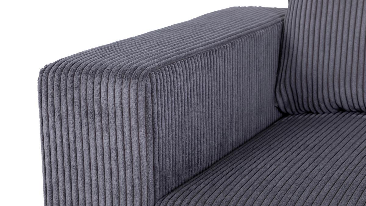 Ecksofa Toffee mit Kissen, Anthrazit Cord 208x140 cm - Anthrazit/Schwarz, Basics, Holz/Textil (208/140/88cm)