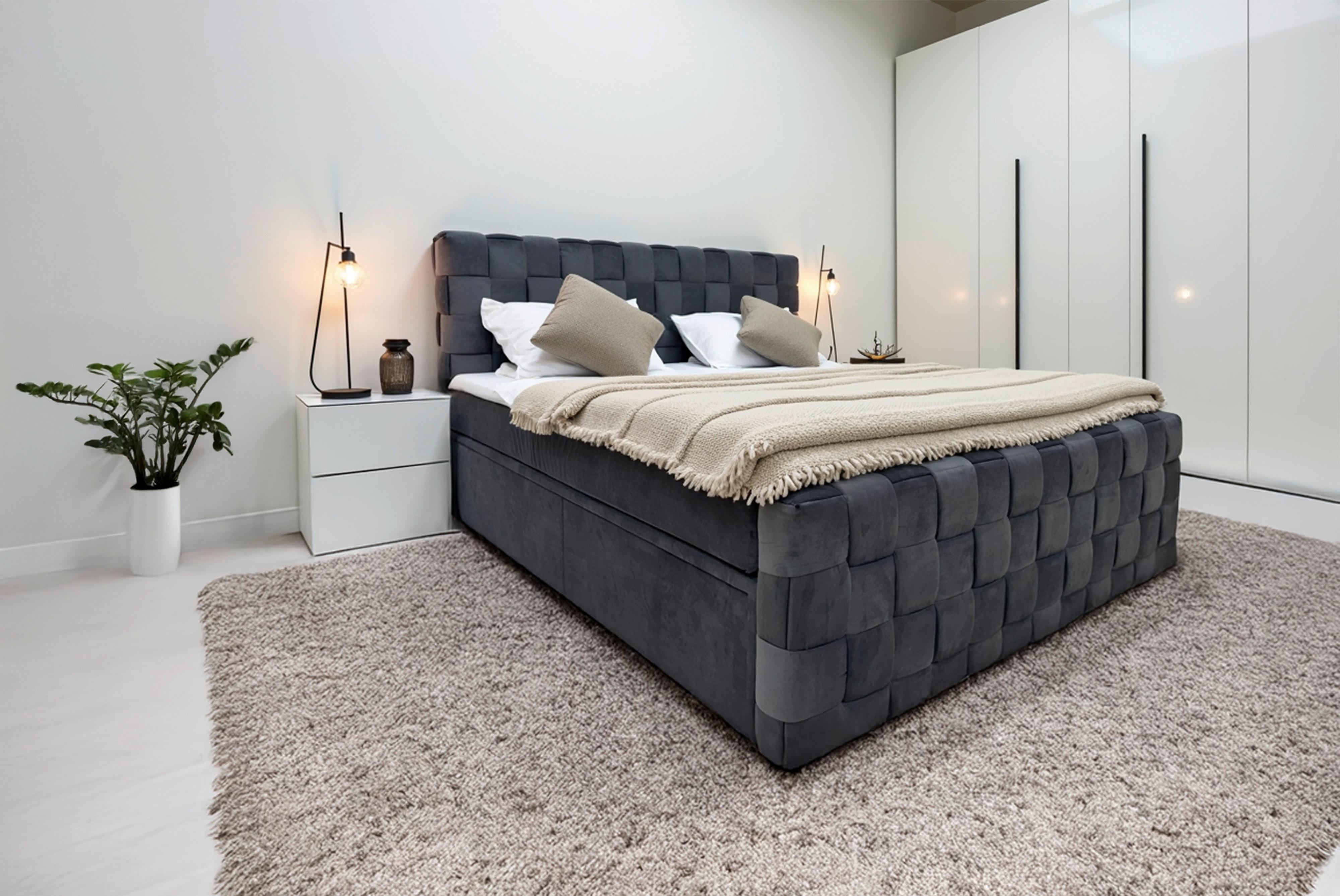 Boxbett Zante Schwarz Lf: 160x200 cm - Schwarz, MODERN, Textil (160/200cm) - Livetastic
