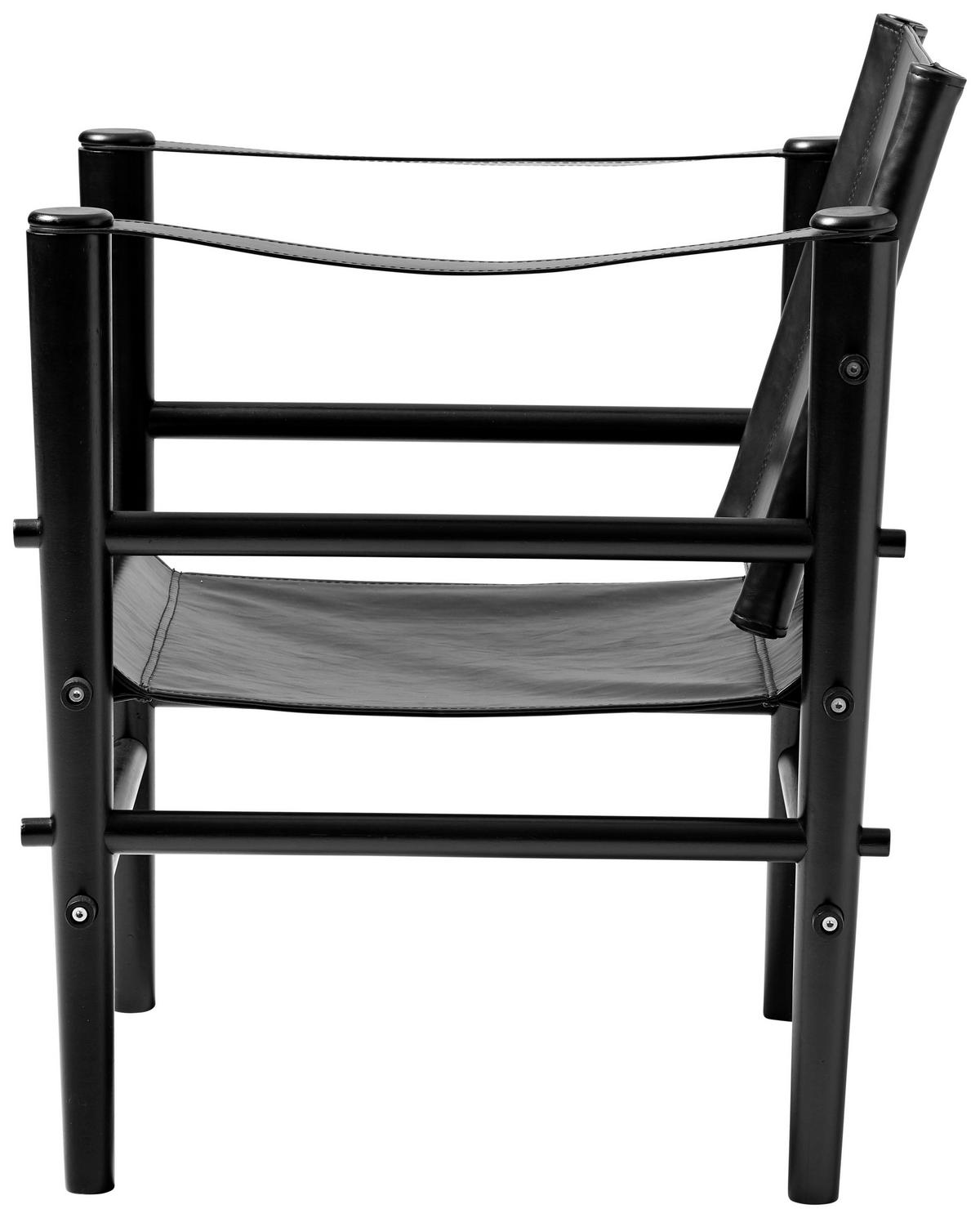 Loungesessel Safari 3155020 - Schwarz, ROMANTIK / LANDHAUS, Leder/Holz (59/79/61cm) - MID.YOU