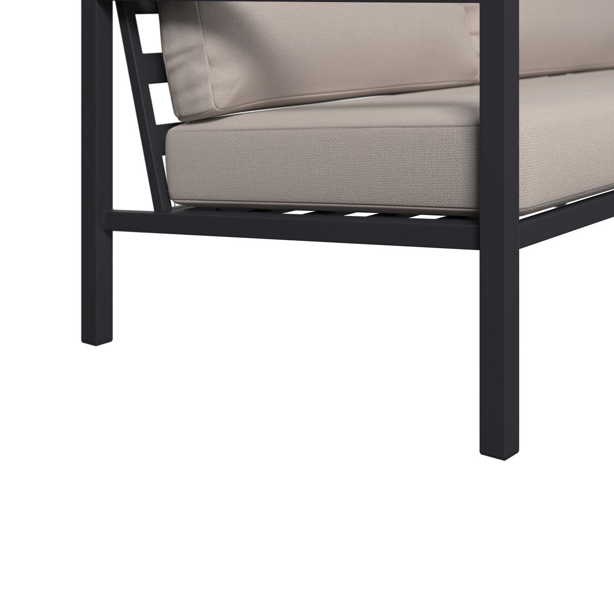 Loungegarnitur Dallas - Dunkelgrau/Beige, MODERN, Kunststoff/Textil - Beldano