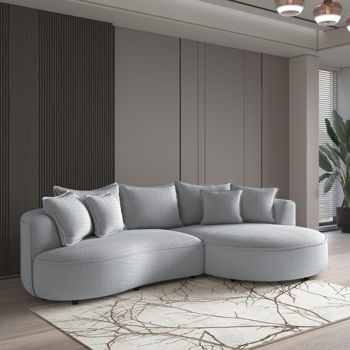 Ecksofa Levi - Grauweiß/Schwarz, MODERN, Textil (287/168cm)