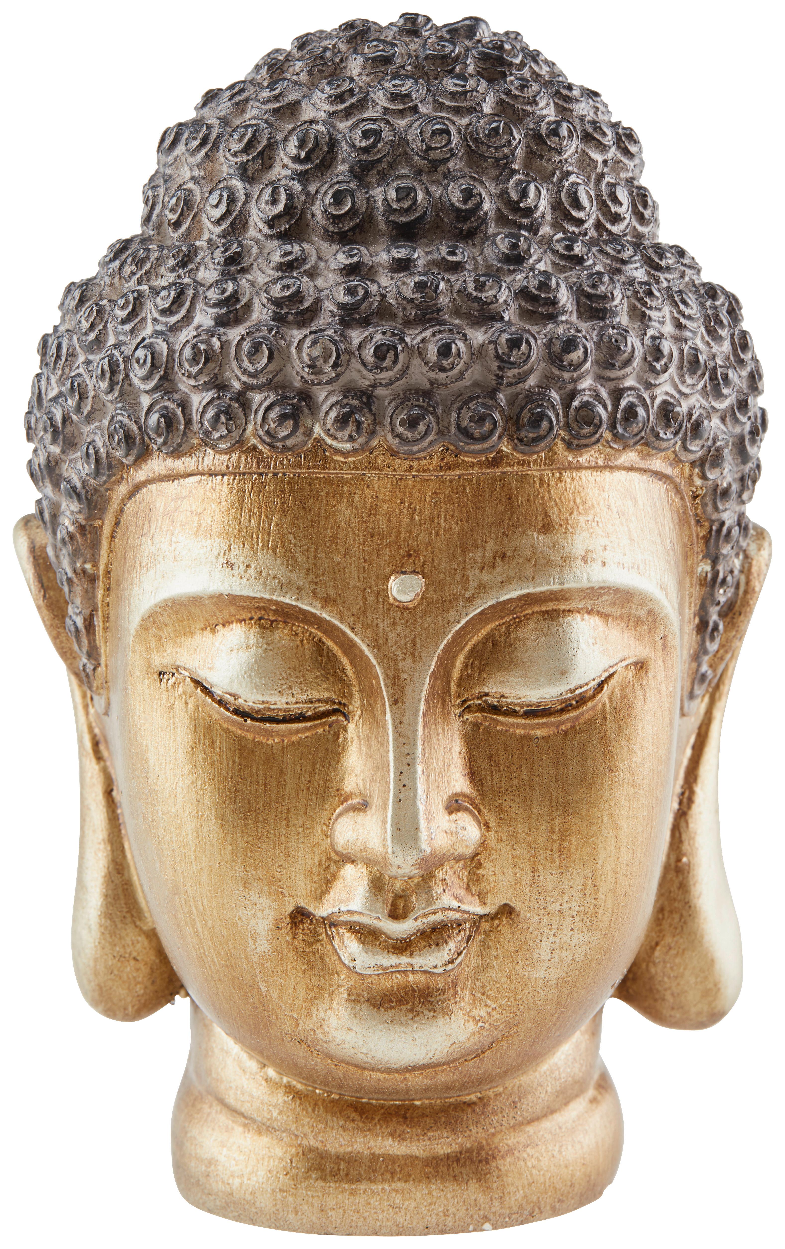 Dekofigur Buddhakopf H: 13 cm Kunststoff für In- und Outdoor - Goldfarben/Braun, LIFESTYLE, Kunststoff (8,5/13cm) - Luca Bessoni