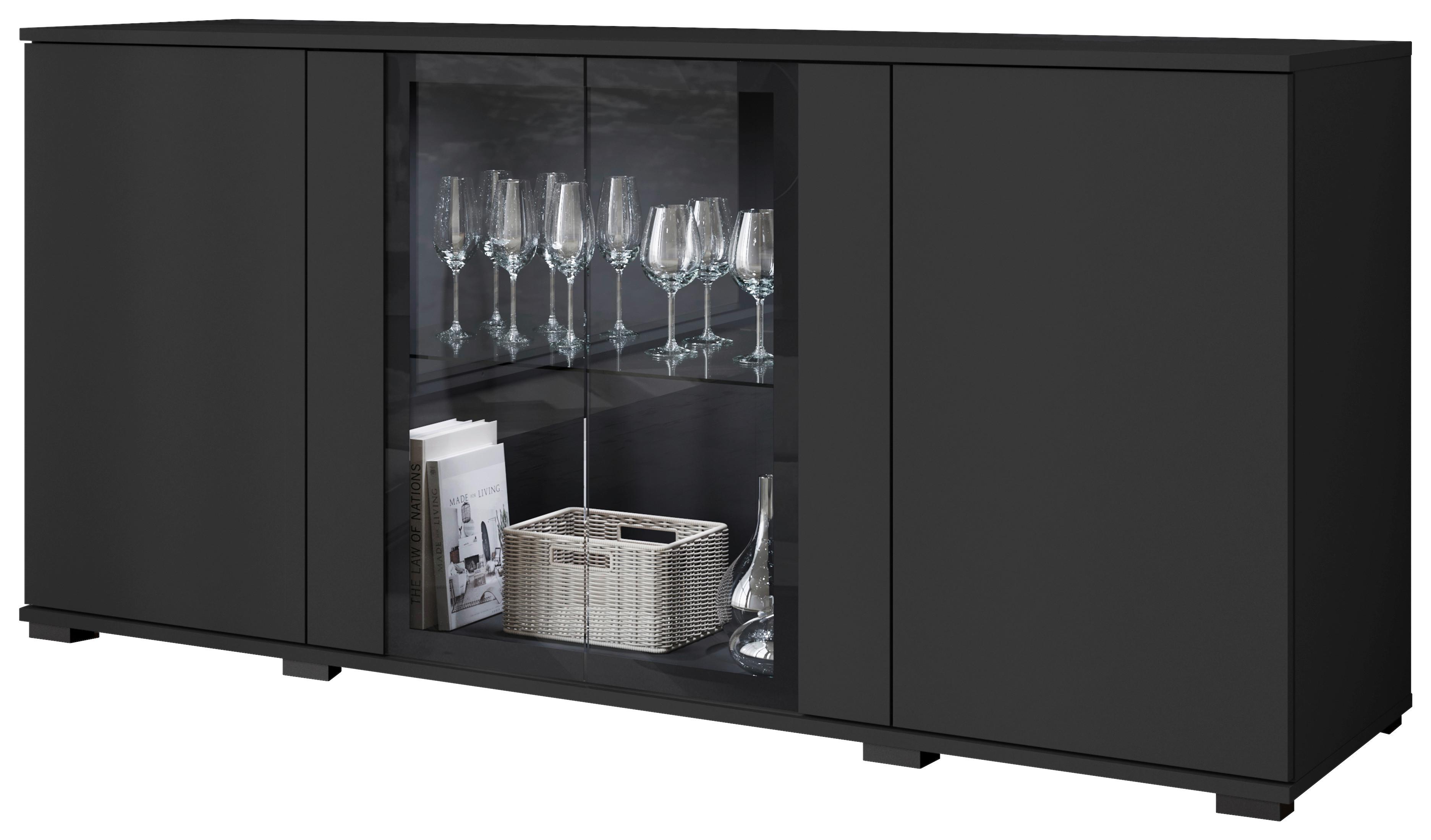 Kommode Caro Schwarz B: 150 cm - Schwarz, Design, Glas/Holzwerkstoff (150/69,7/39,5cm) - P & B