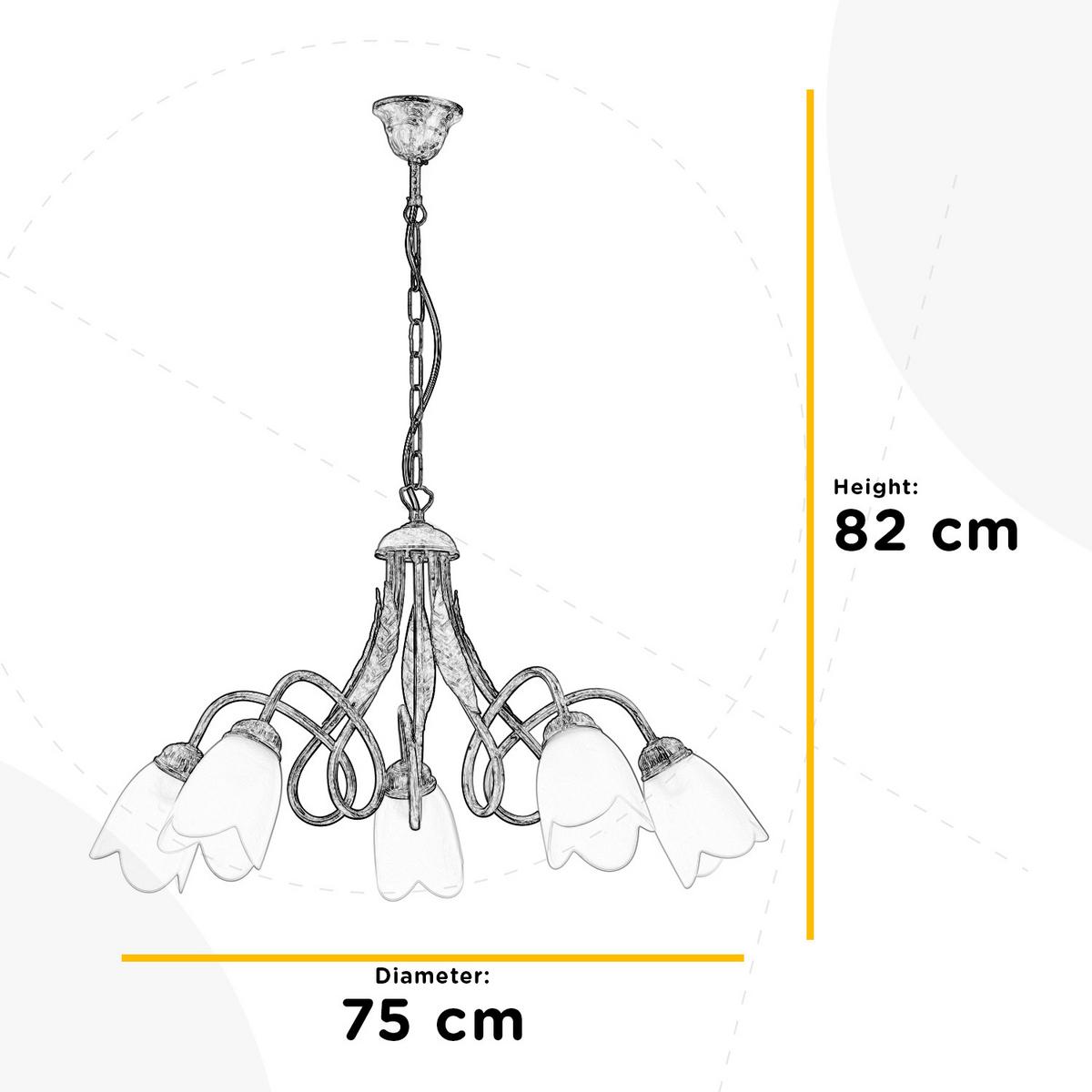 Kronleuchter 4250/5a - Weiß, KONVENTIONELL, Glas/Metall (75/82cm)