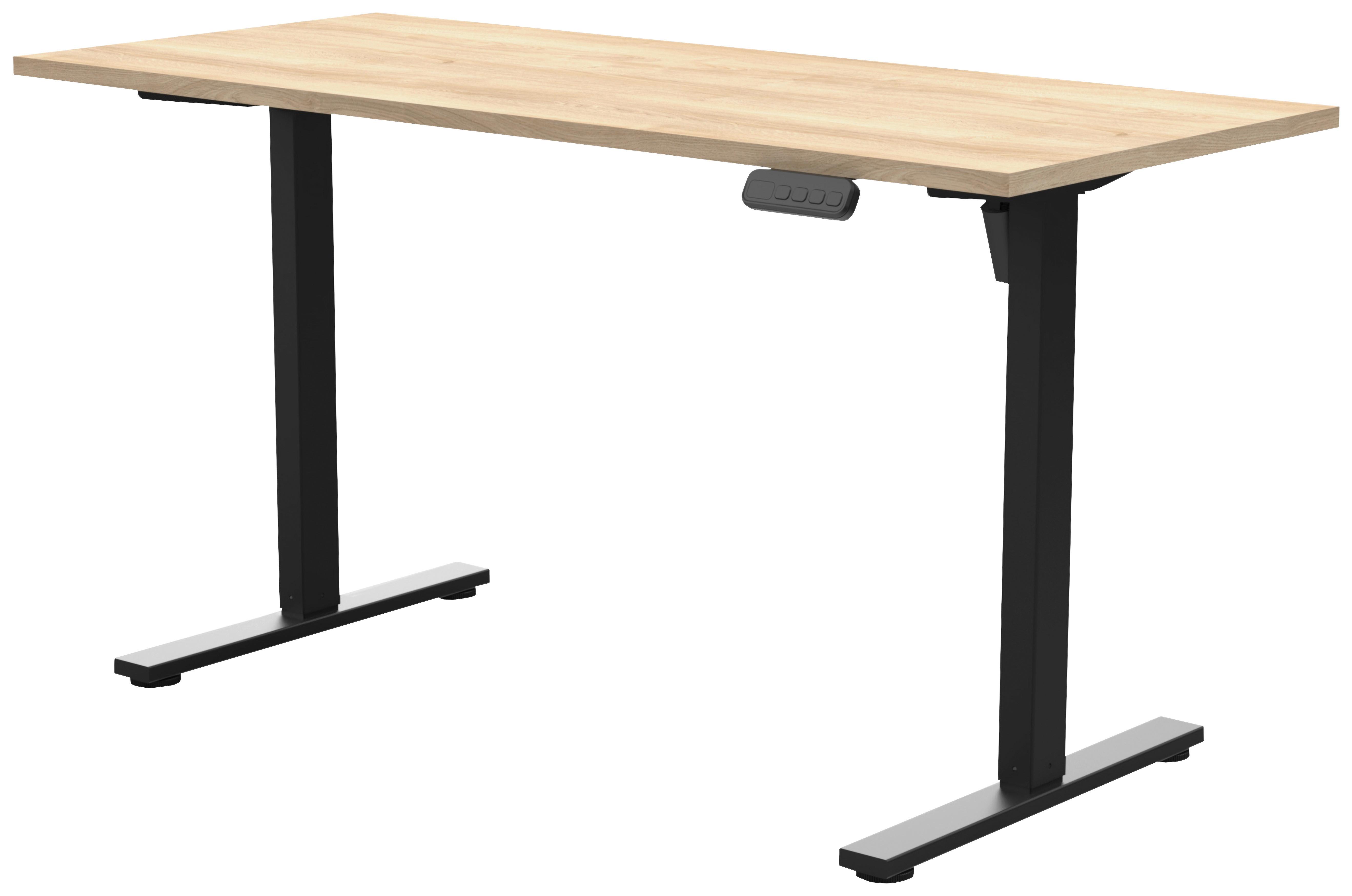 Schreibtisch Emmik Eichefarben B: 138cm - Eichefarben/Schwarz, Basics, Holzwerkstoff/Kunststoff (138/60/72,7-117,2cm) - MID.YOU
