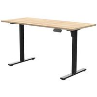 Schreibtisch Emmik Eichefarben B: 138cm - Eichefarben/Schwarz, Basics, Holzwerkstoff/Kunststoff (138/60/72,7-117,2cm) - MID.YOU