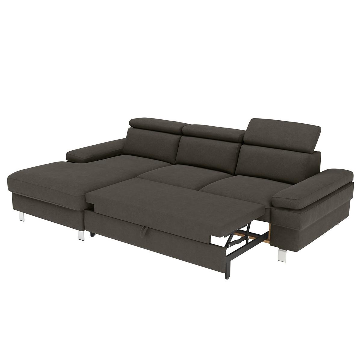 Ecksofa Elvis, Anthrazit S: 182x259 Cm - Anthrazit/Silberfarben, KONVENTIONELL, Textil (182/259cm) - Trendmanufaktur