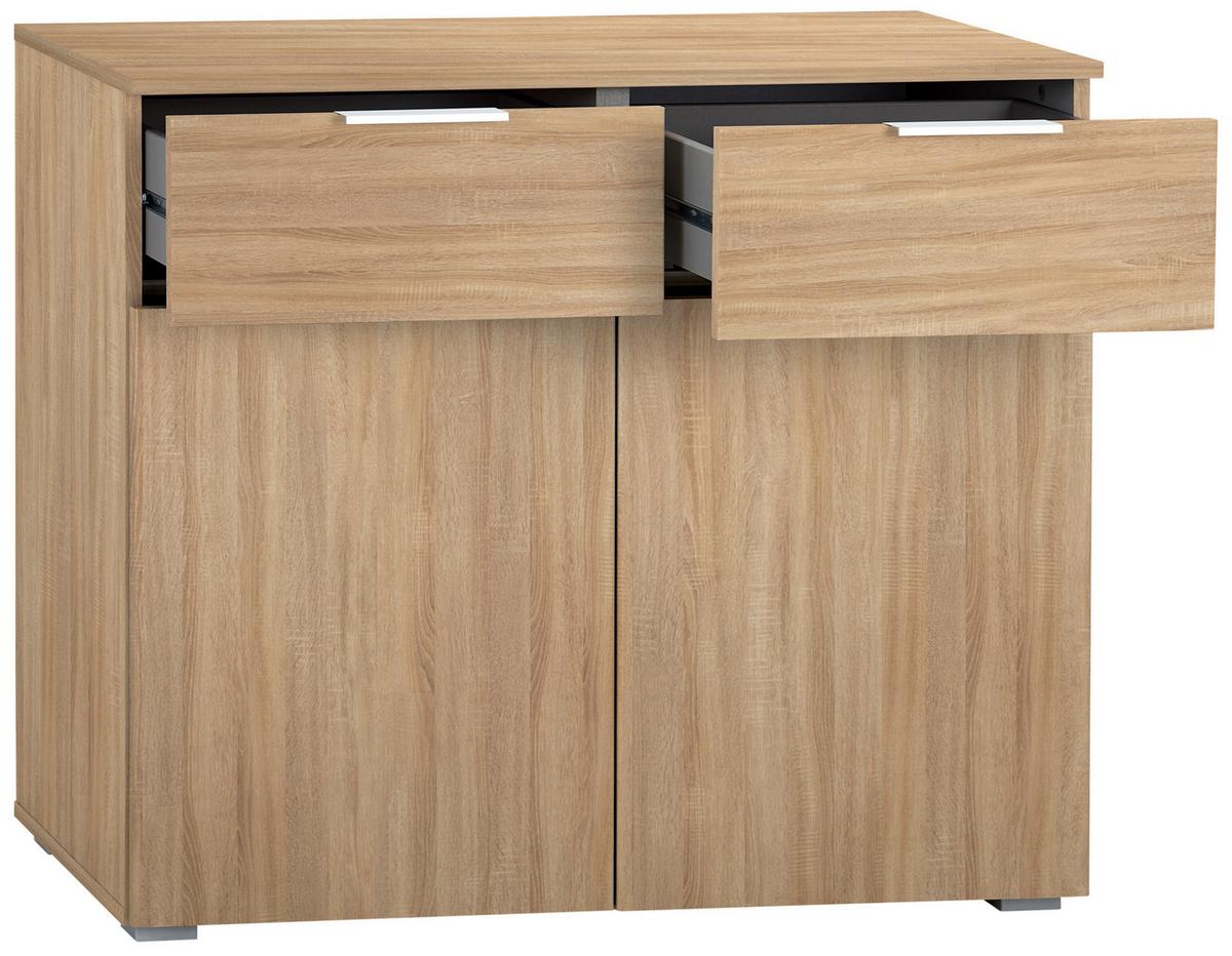 Kommode Alabama, Sonoma Eiche B: 80 Cm - Alufarben/Sonoma Eiche, MODERN, Holzwerkstoff (80/81/42cm) - Rauch Möbel