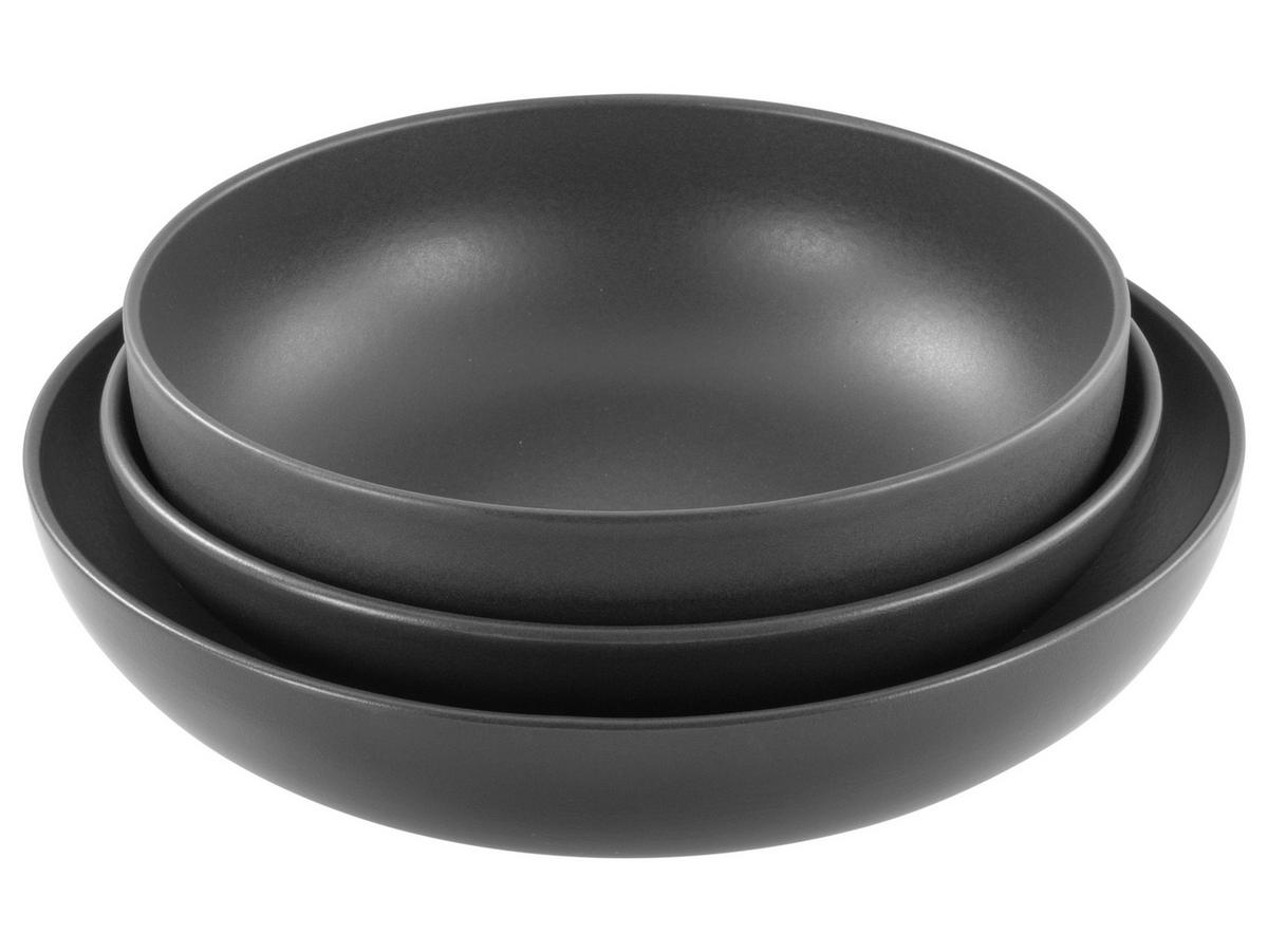 Schüsselset Uno Schwarz 3-teilig - Anthrazit, Basics, Keramik - Creatable