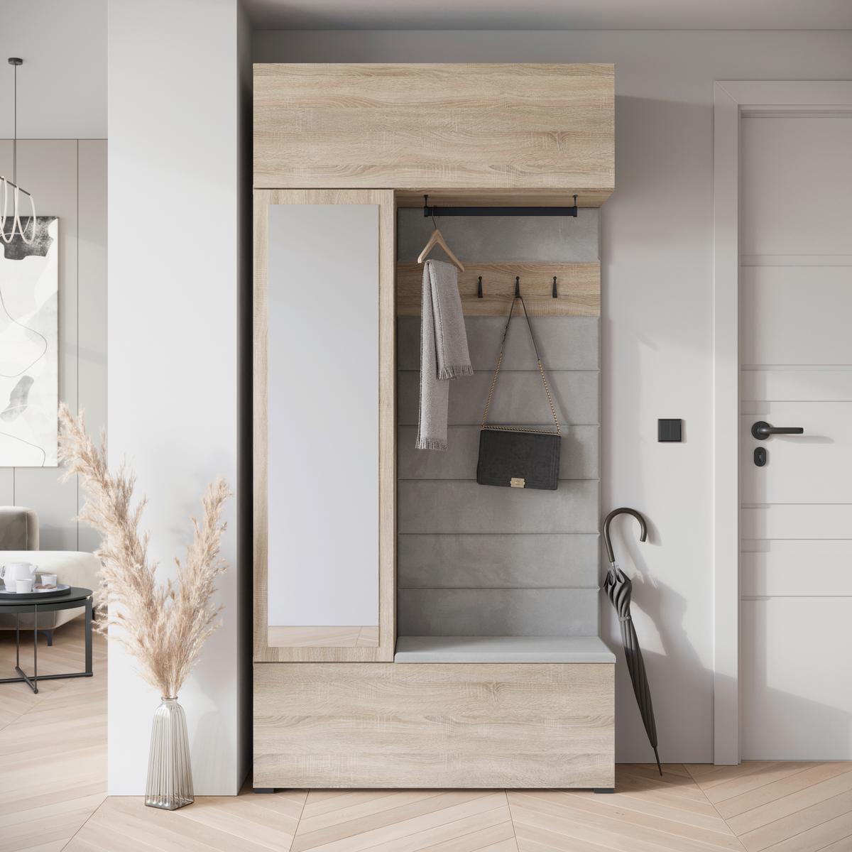 Garderobe Tejo Sonoma Eiche B: 115 cm - Sonoma Eiche, Design, Holzwerkstoff (115/231,9/37,5cm) - Livetastic