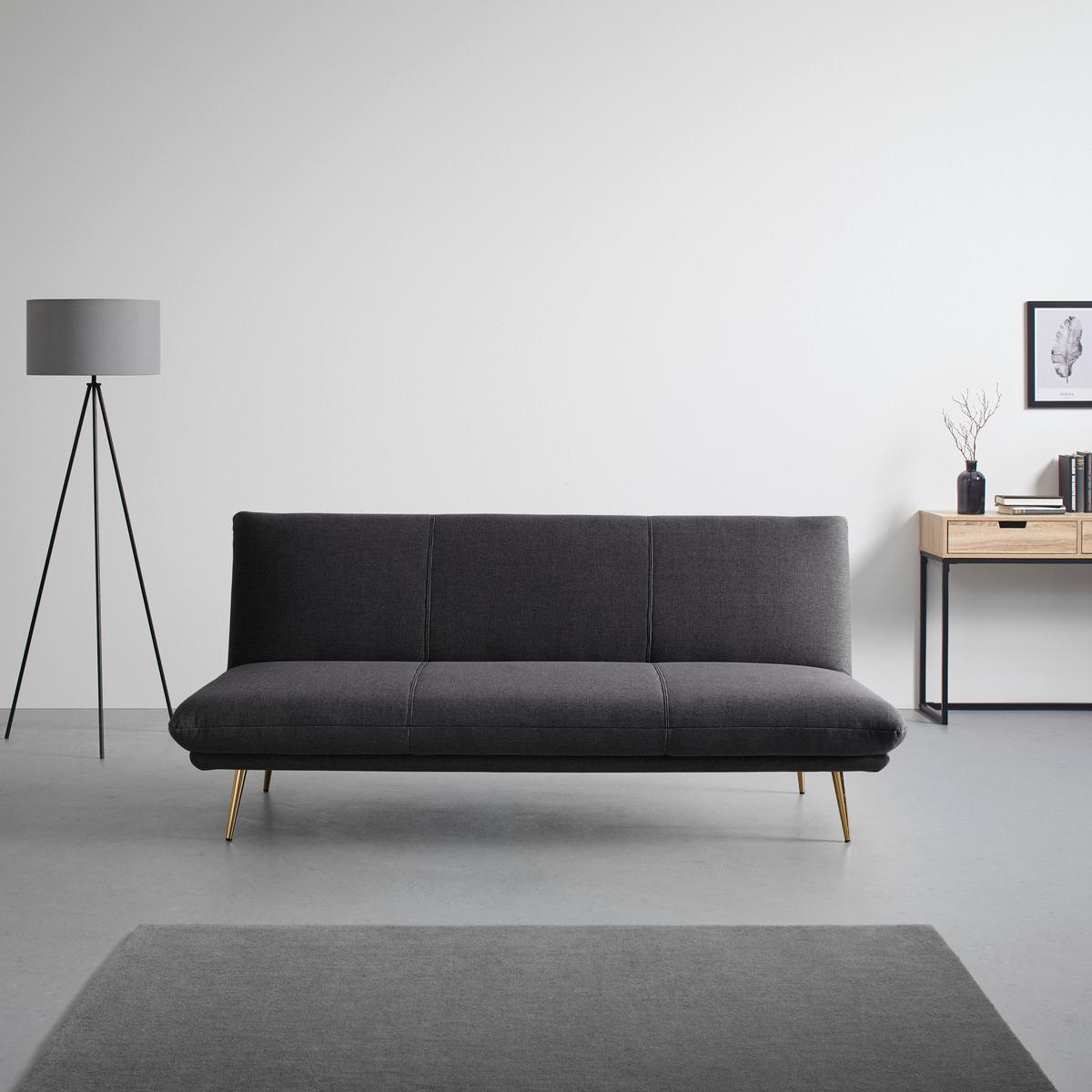 Rozkladacia pohovka BEN tmavosivá - zlatá/tmavosivá, Modern, kov/drevo (186/82/85cm) - Bessagi Home