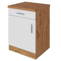 Küchenunterschrank B: 50 Cm Weiß/eiche Dekor Mit Lade - Eiche Wotan/Weiß, MODERN, Holzwerkstoff (50/85/60cm) - Held