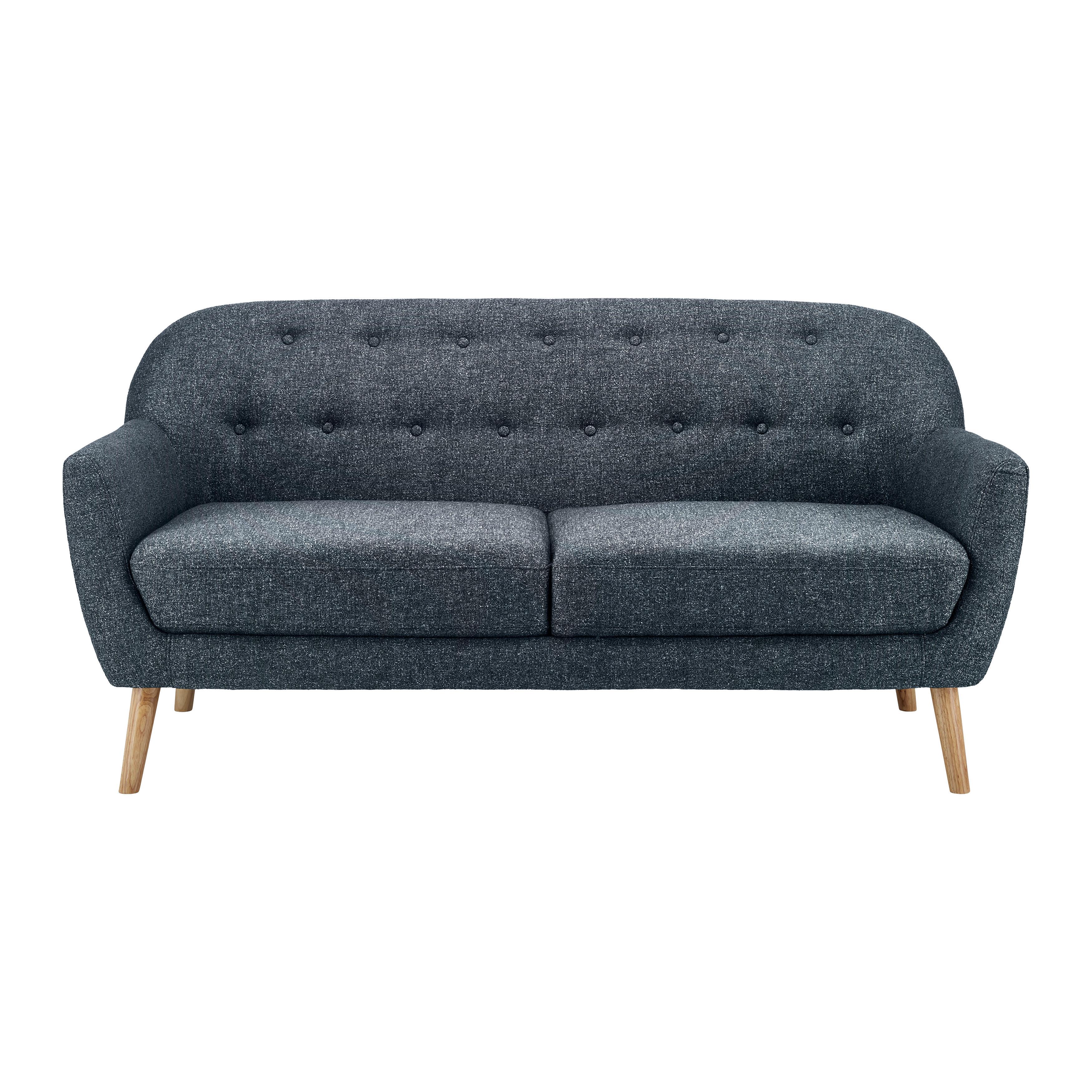 Pohovka LORY šedá - tmavě šedá/přírodní barvy, Moderní, dřevo/textil (170/78/86cm) - Bessagi Home