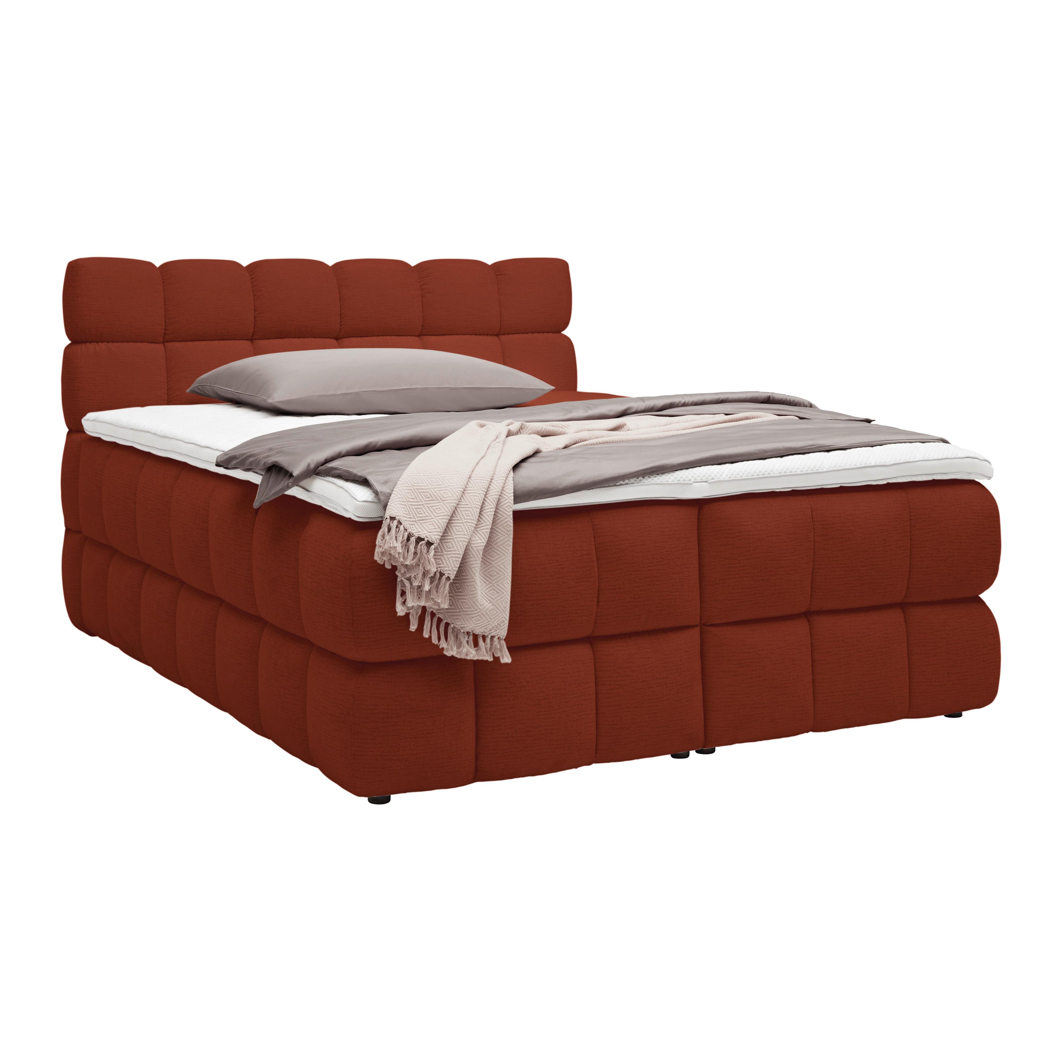 Boxspring posteľ BUBBLE BOX 180/200 cm, hrdzavá - čierna/hrdzavá, Konventionell, kov/drevo (180/200cm) - Premium Living