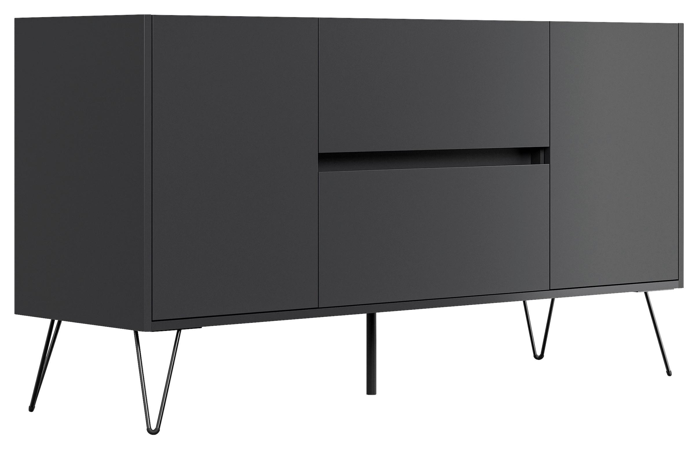 Sideboard Posseik Industrial Graphitfarben B: 139 cm - Graphitfarben/Schwarz, Design, Holzwerkstoff (139/75,8/42cm) - MID.YOU