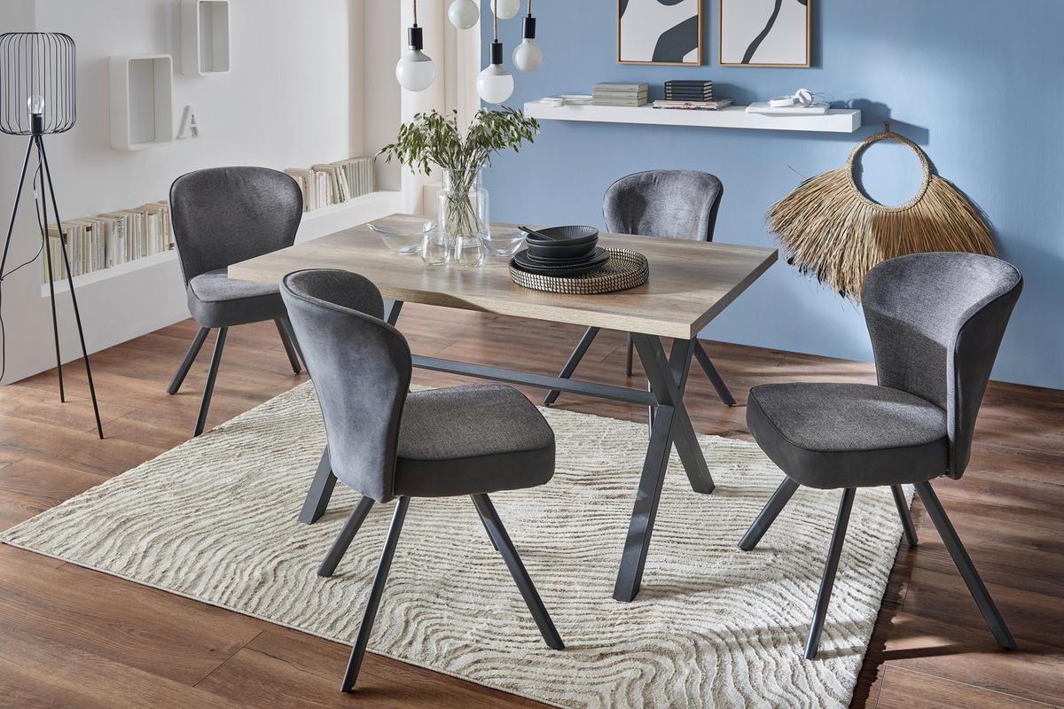 Étkezőasztal Bonny T - tölgyfa/antracit, Konventionell, faalapú anyag/fém (140/75/90cm)