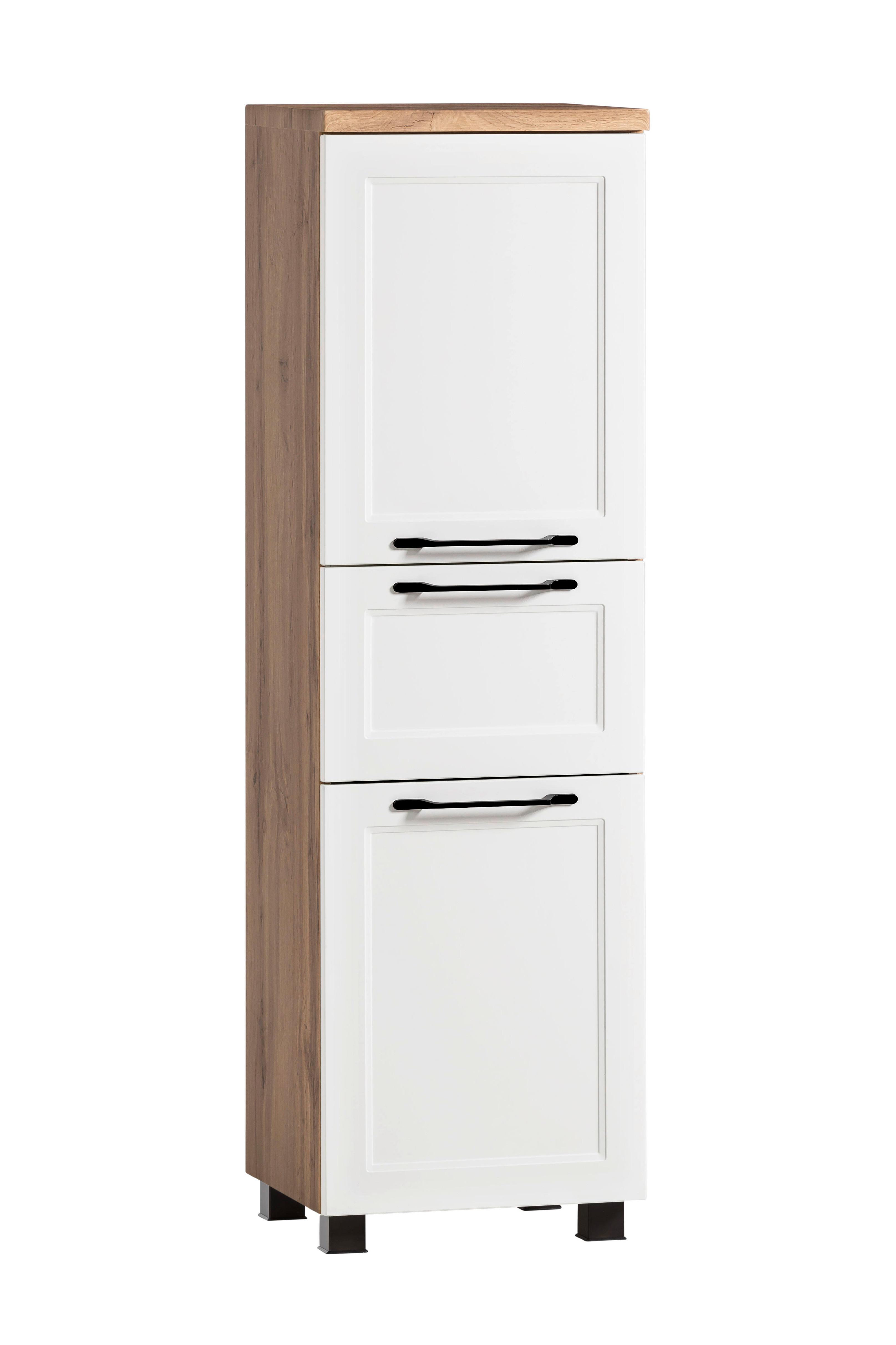 Vysoká skříňka ELMAU -EXKLUSIV- - bílá/černá, Romantický / Rustikální, kov/kompozitní dřevo (40/130/35cm) - Mömax