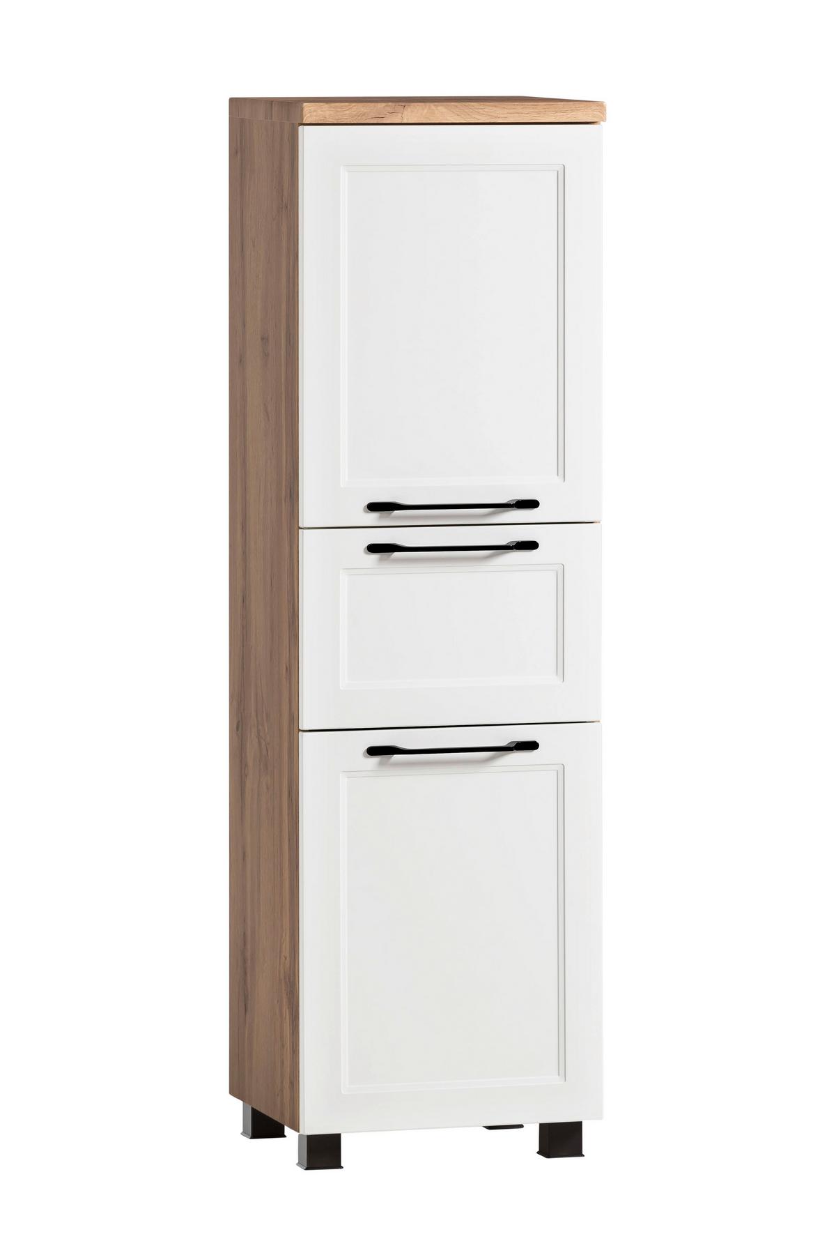 Vysoká skrinka ELAMU -EXKLUSIV- - čierna/biela, Romantik / Landhaus, kov/kompozitné drevo (40/130/35cm) - Mömax