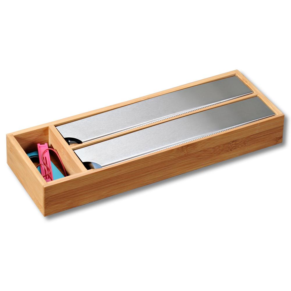 Schubladeneinsatz Bambus 39,5x13 cm, Folienspender - Naturfarben, Basics, Holz (39,5/13/5,5cm) - Kesper