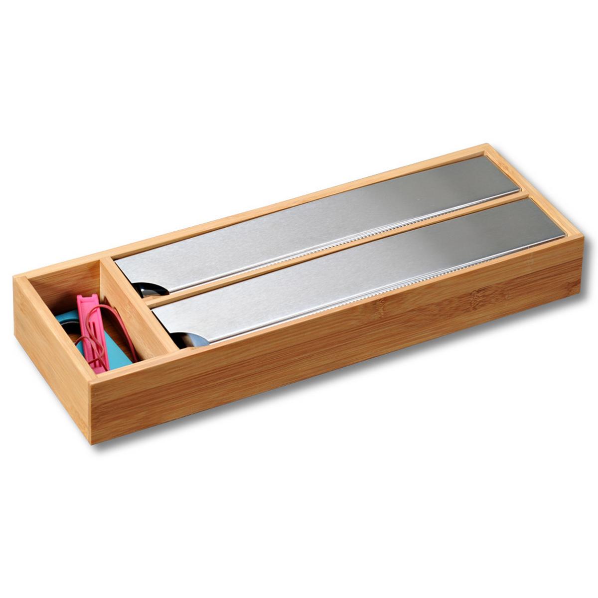 Schubladeneinsatz Bambus 39,5x13 cm, Folienspender - Naturfarben, Basics, Holz (39,5/13/5,5cm) - Kesper