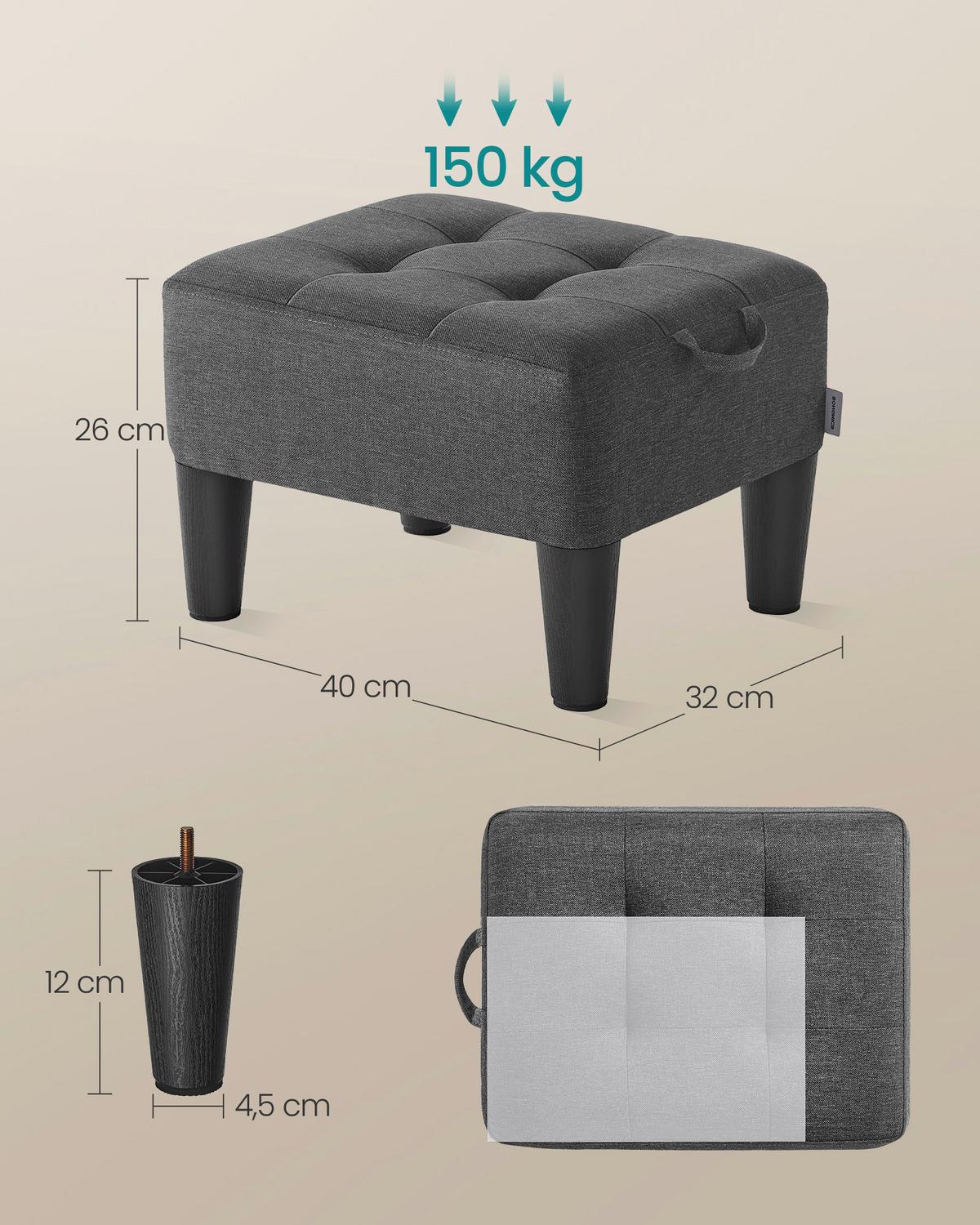 Hocker Grau/Schwarz - Schwarz/Grau, Basics, Holz/Holzwerkstoff (40cm)