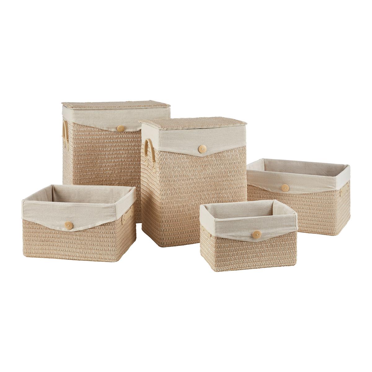 Koš na prádlo DENISE - béžová, Romantický / Rustikální, textil/plast (40/23/30cm) - Mömax