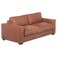 Schlafsofa Texas Cognac Anilinleder, B: 203 Cm - Cognac/Dunkelbraun, Design, Leder (203/85/99cm) - MID.YOU