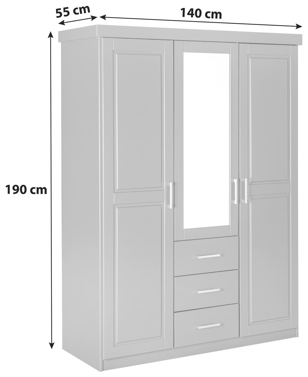 Šatníková skriňa Norwin sivá - sivá/hliníková, Natur, drevo/plast (140/190/55cm) - MID.YOU