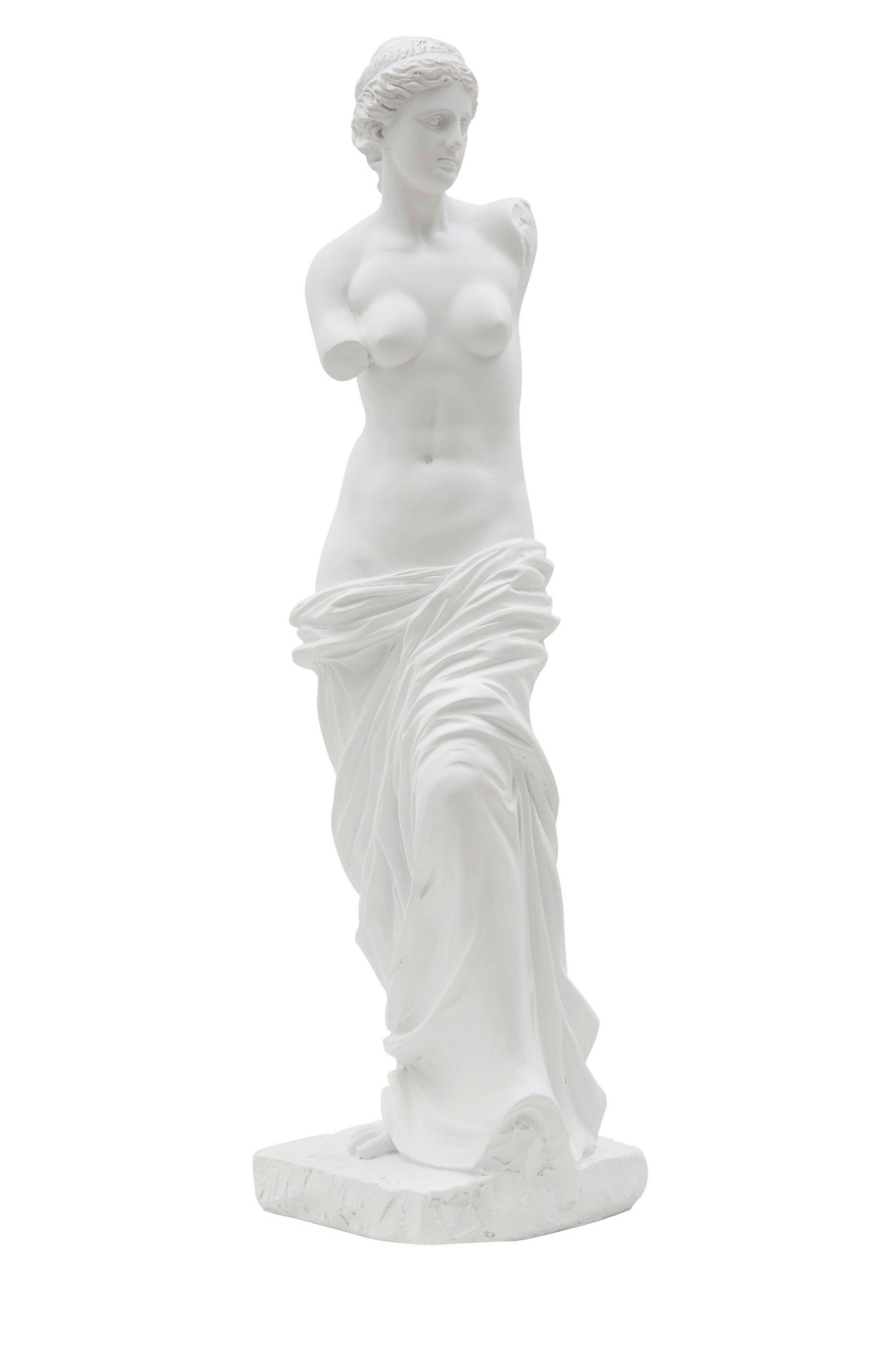 Skulptur Statue Woman Weiß, B: 14 cm - Weiß, Basics, Kunststoff (14/49/12cm)