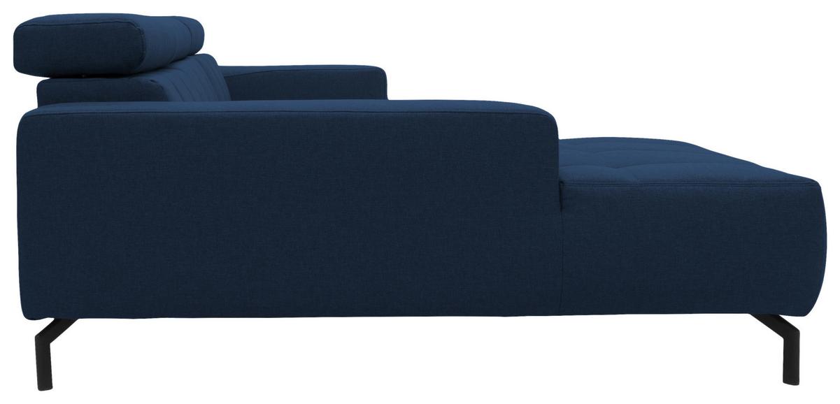 Ecksofa Kopfteil verstellbar Cunelli Dunkelblau Webstoff - Schwarz/Dunkelblau, Design, Textil (175/292cm) - MID.YOU