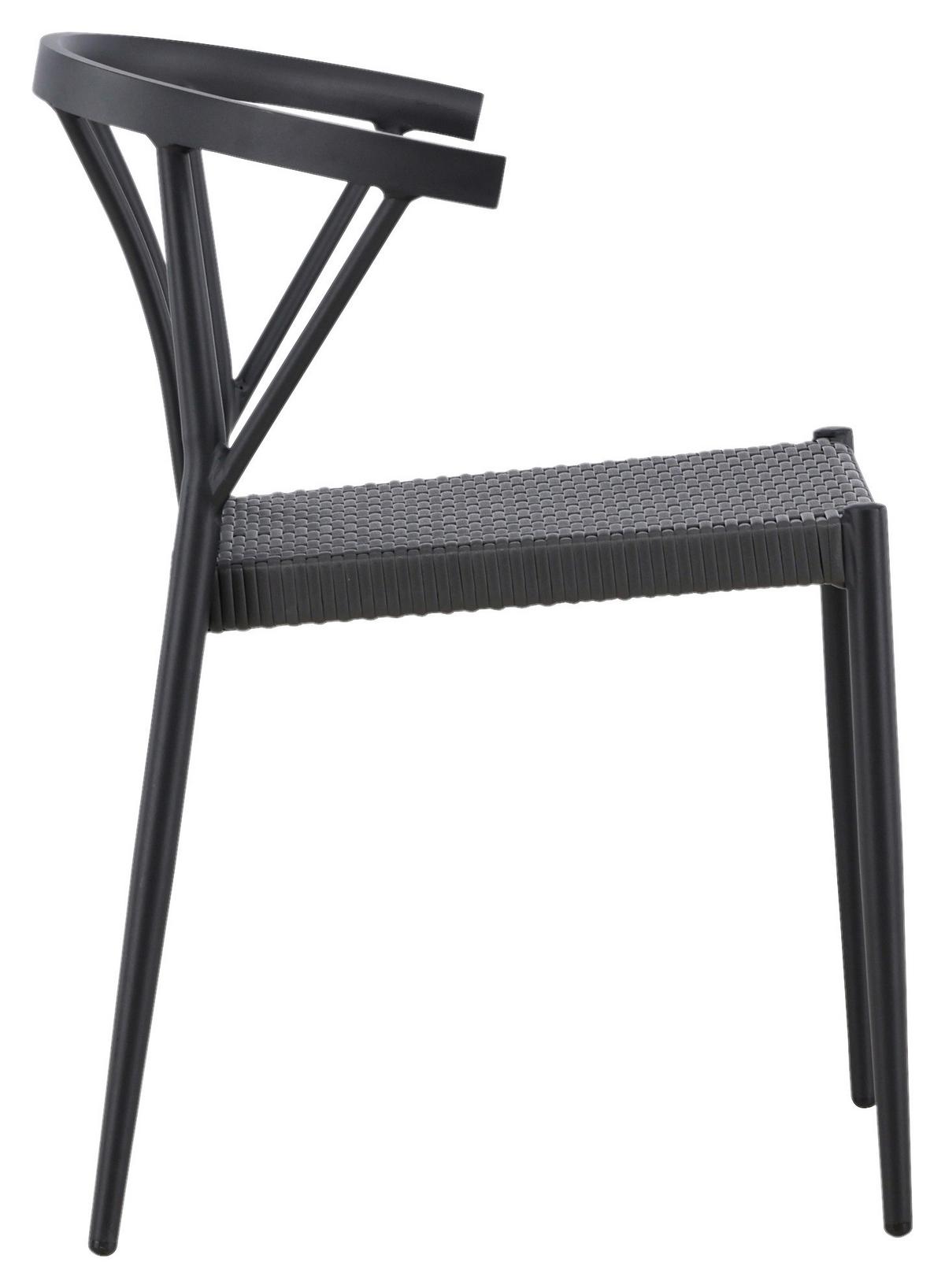 Gartensessel-Set 6-Tlg. Stina Metall/Kunststoff - Schwarz, KONVENTIONELL, Kunststoff/Metall (47/79,5/49cm) - Gardenson