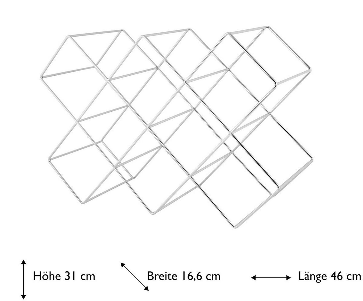 Weinregal Eisen Silberfarben 8 Flaschen Bxh: 16,6x31cm - Silberfarben, Basics, Metall (46/16,6/31cm) - Echtwerk