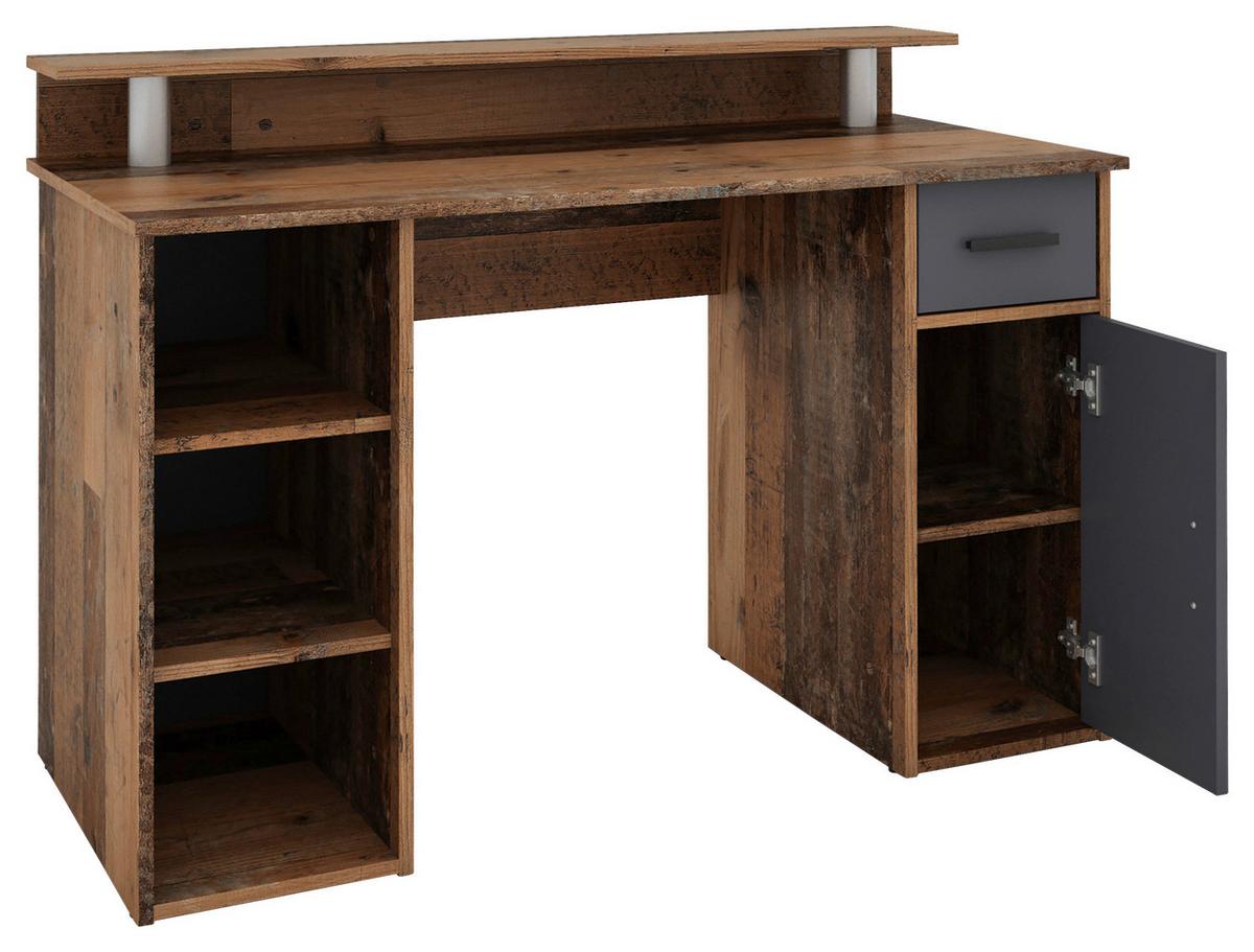 Schreibtisch mit Stauraum B 120 cm Diego, Alteiche Dekor - Alteiche/Anthrazit, MODERN, Holzwerkstoff (120/88/55cm) - MID.YOU