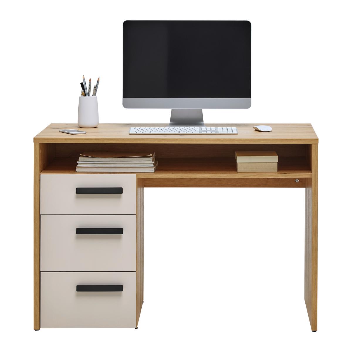 PÍSACÍ STÔL CASA MIA - kašmírová/antracitová, Konventionell, kov/kompozitné drevo (110cm)