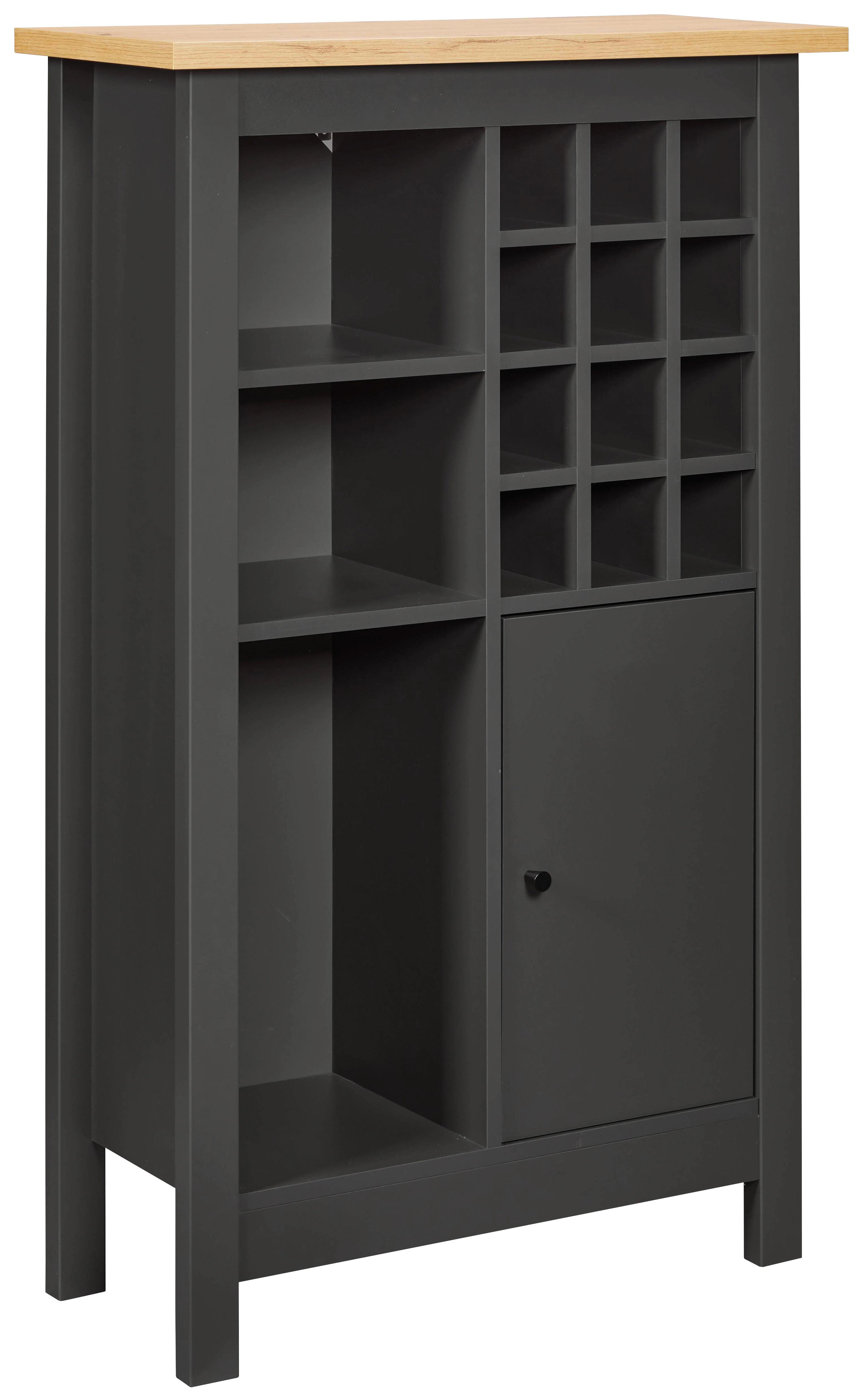 Skrinka na víno VENET antracit /dub Eiche - čierna/antracitová, Romantik / Landhaus, kompozitné drevo/plast (76,8/124,4/33cm) - Mömax