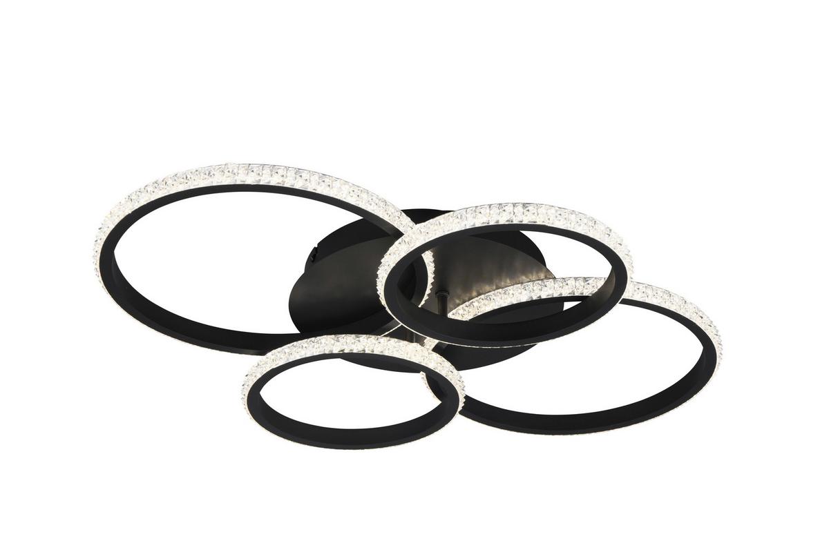 Led-deckenleuchte Cires Klar Schwarz Transparent - Klar/Transparent, Basics, Kunststoff/Metall (65,5/48,5/8,5cm)