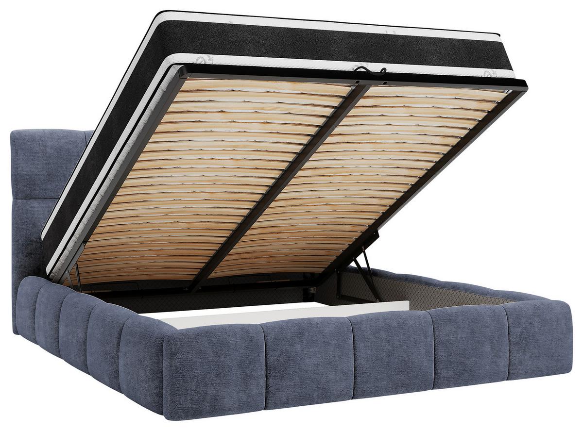 Polsterbett Cherry Chenille Blaugrau, Lf: 180x200 cm - Blaugrau/Schwarz, MODERN, Holz/Holzwerkstoff (180/200cm) - MID.YOU