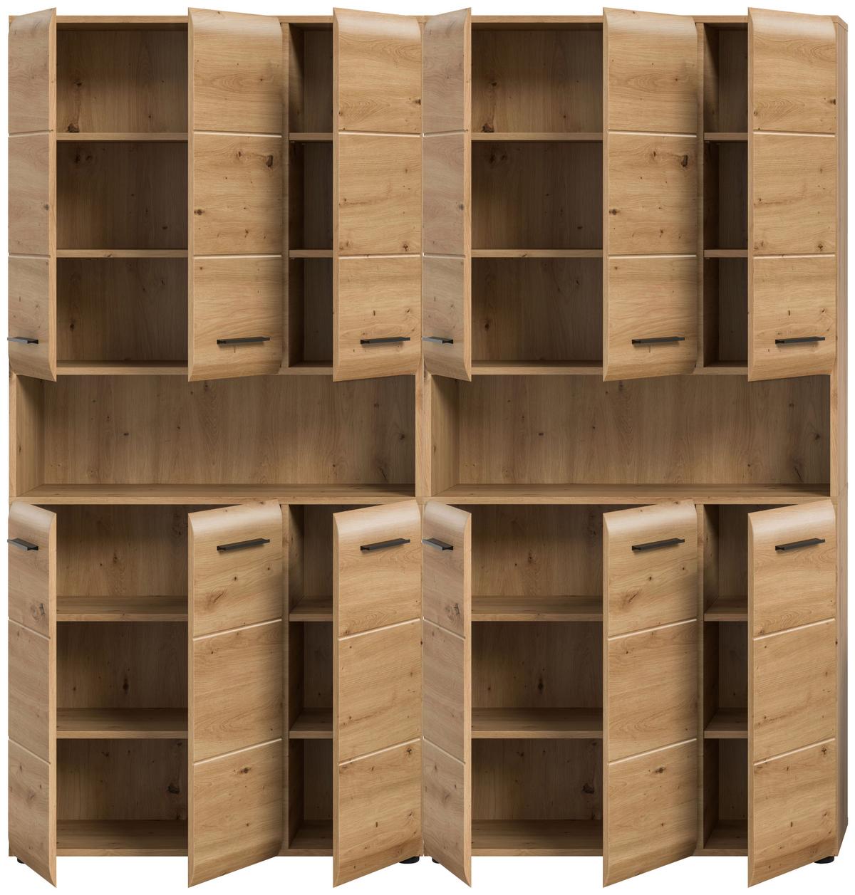 Hochschrank Ice Eiche Artisan Dekor B: 180cm - Schwarz/Eiche Artisan, Basics, Holzwerkstoff (180/185/30cm) - MID.YOU