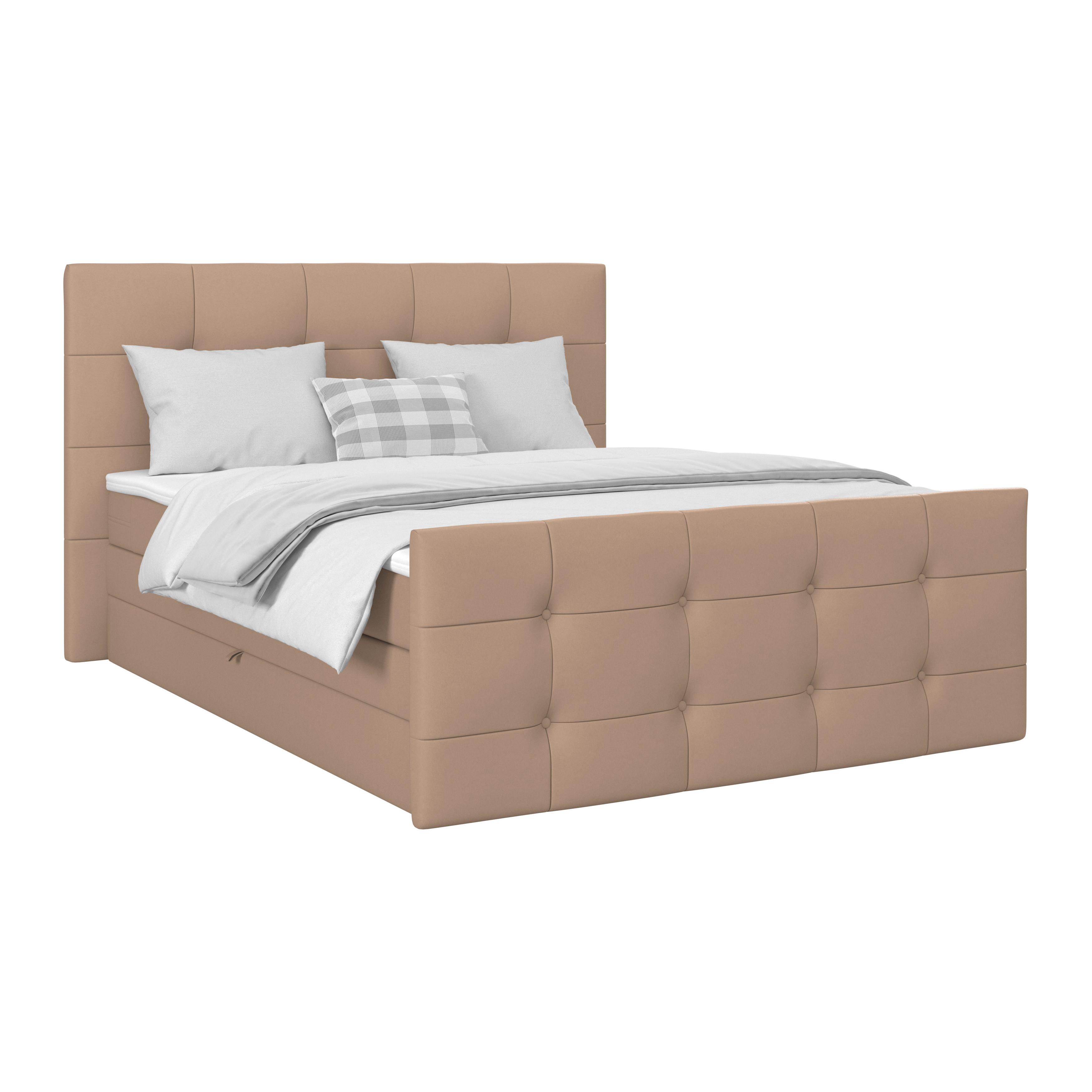 Boxspringbett Josie 160 - Beige/Schwarz, MODERN, Holz/Holzwerkstoff (160/200cm)