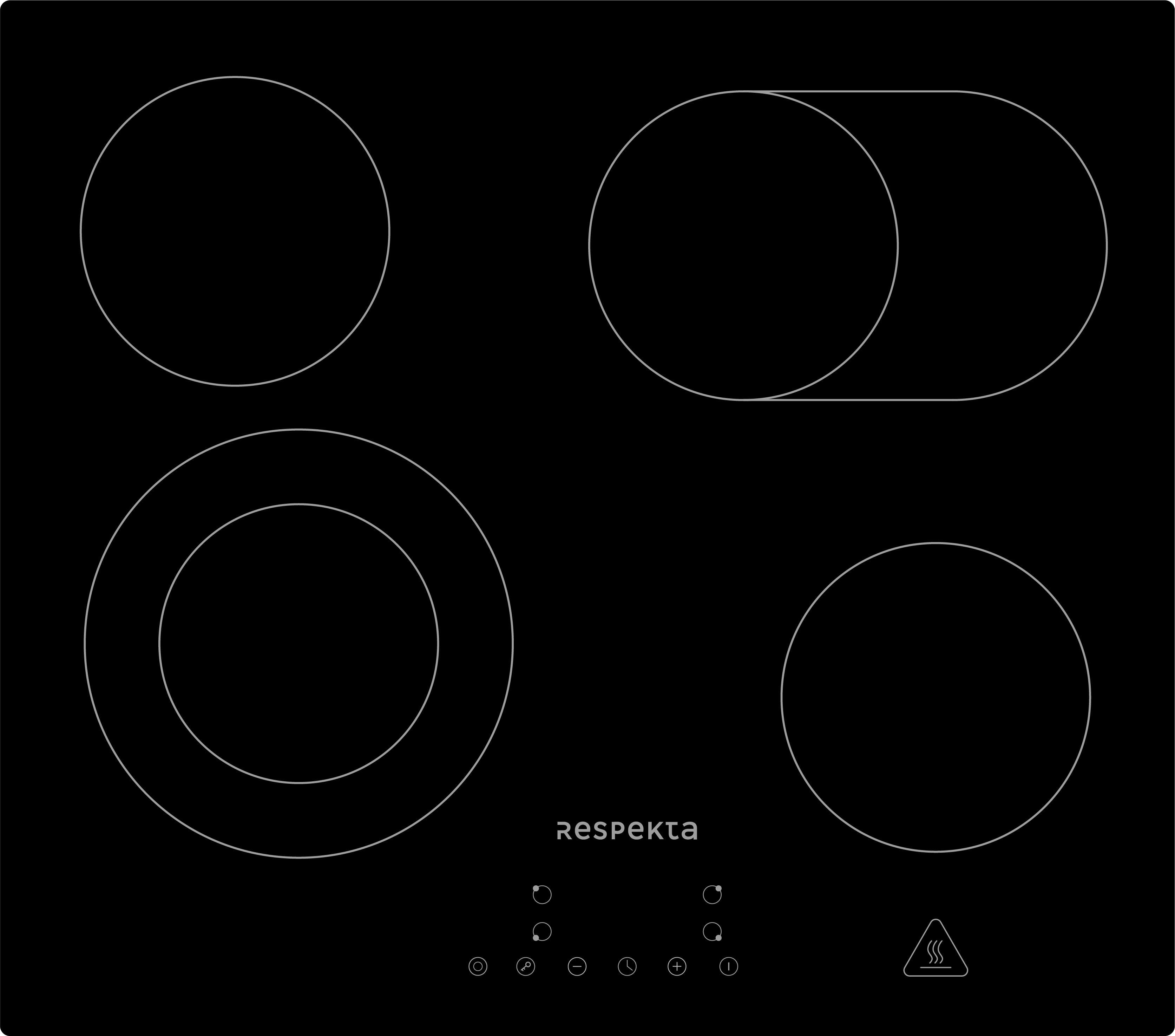 Glaskeramikkochfeld Respekta Abra - Schwarz, Trend, Glas (59/5/52cm) - Respekta