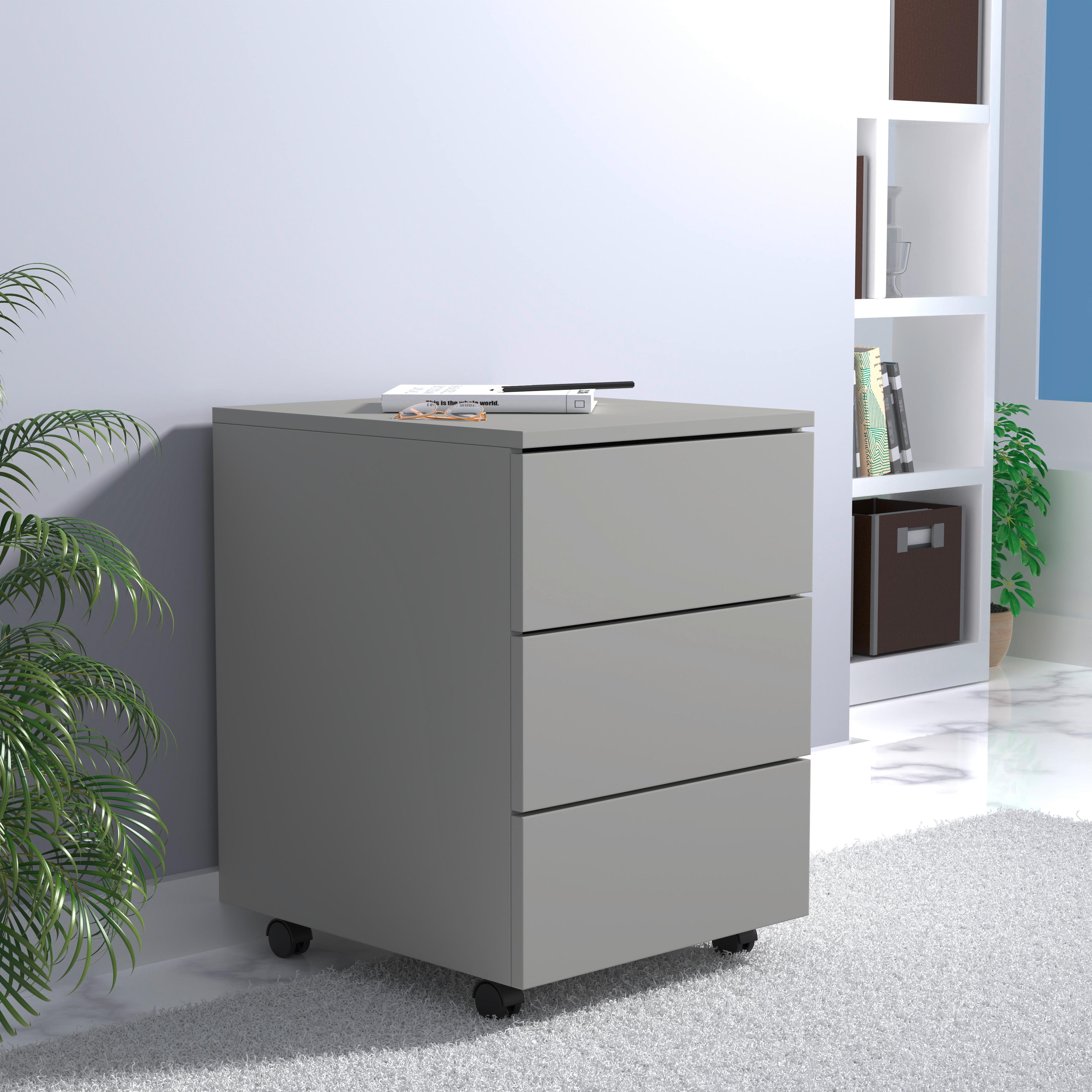 Rollcontainer Dalosa Grau B: 39 cm - Schwarz/Grau, Design, Holzwerkstoff (39/55/45cm) - MID.YOU