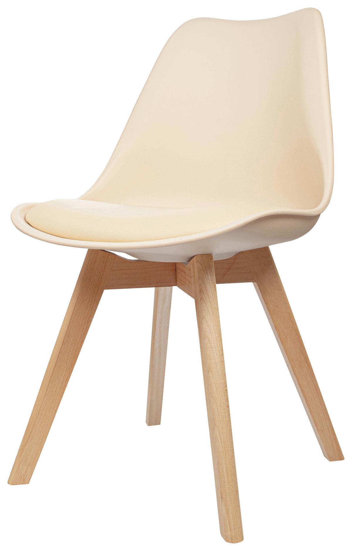 Stuhl-Set 4er Scandi Buche Dekor/Beige - Beige/Buchefarben, MODERN, Holz/Textil (48/87/56cm) - MID.YOU