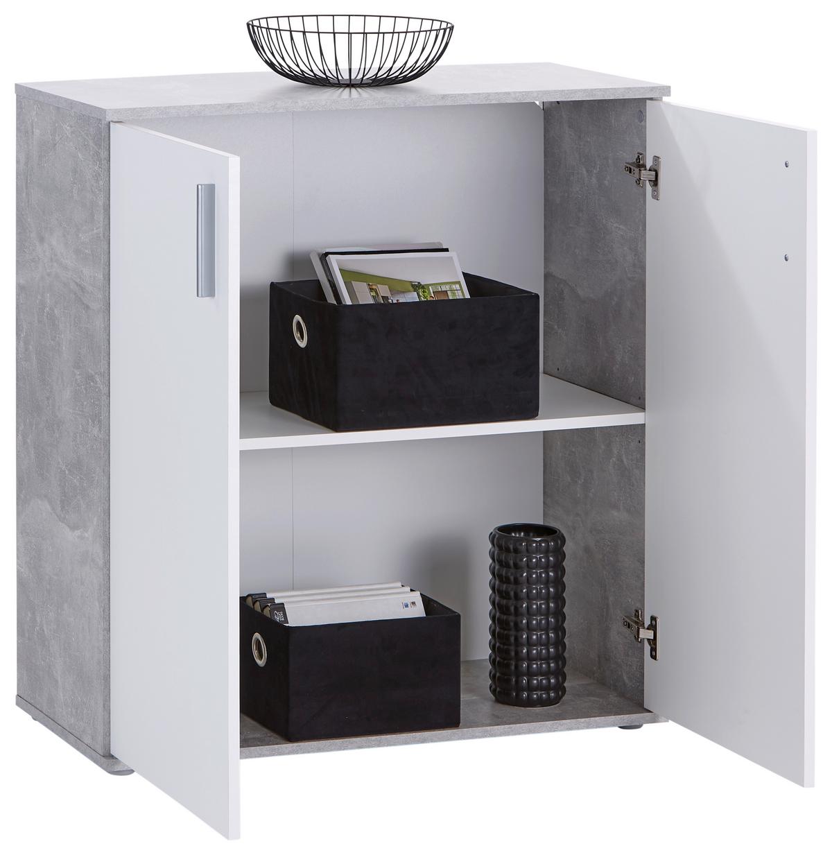 Komód Ina 88/95 Cm - világosszürke/fehér, Modern, faalapú anyag (88,2/94,8/38,3cm)