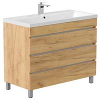 WASCHTISCHKOMBI Fellini Eichefarben B: 100cm - Eichefarben/Weiß, Basics, Holzwerkstoff/Stein (100cm) - MID.YOU