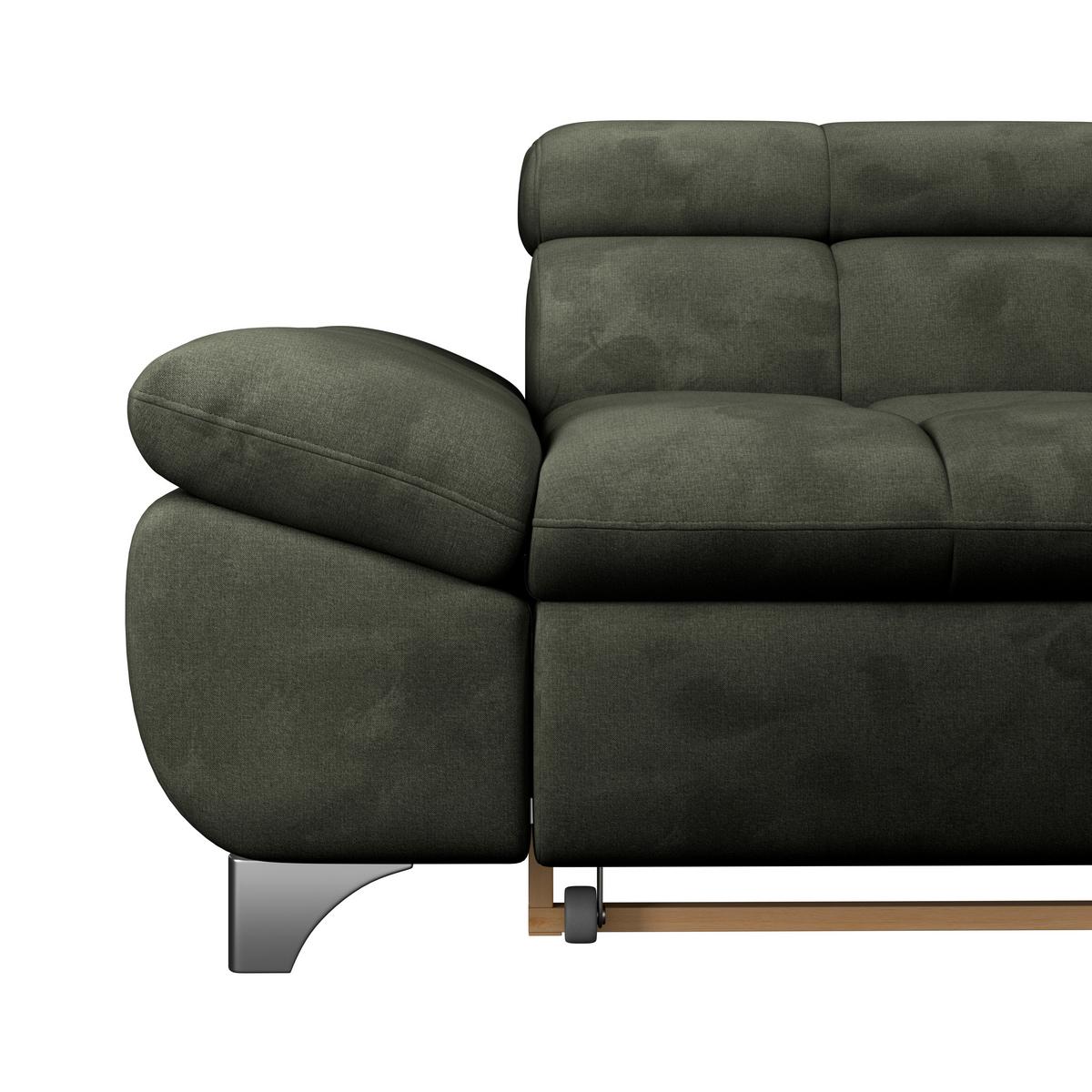 Ecksofa Gemini Waldgrün, B: 312cm - Chromfarben/Dunkelgrün, KONVENTIONELL, Textil (312/234cm)