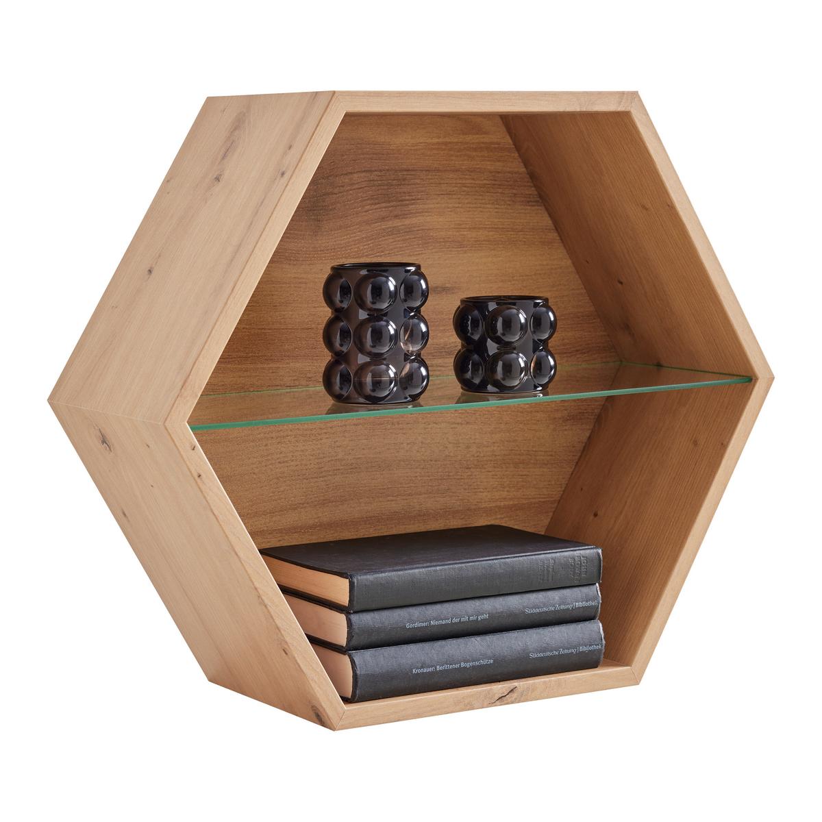 NÁSTENNÝ REGÁL EDGE -EXKLUSIV- - dub artisan, Modern, kompozitné drevo (51/44/19cm) - Mömax