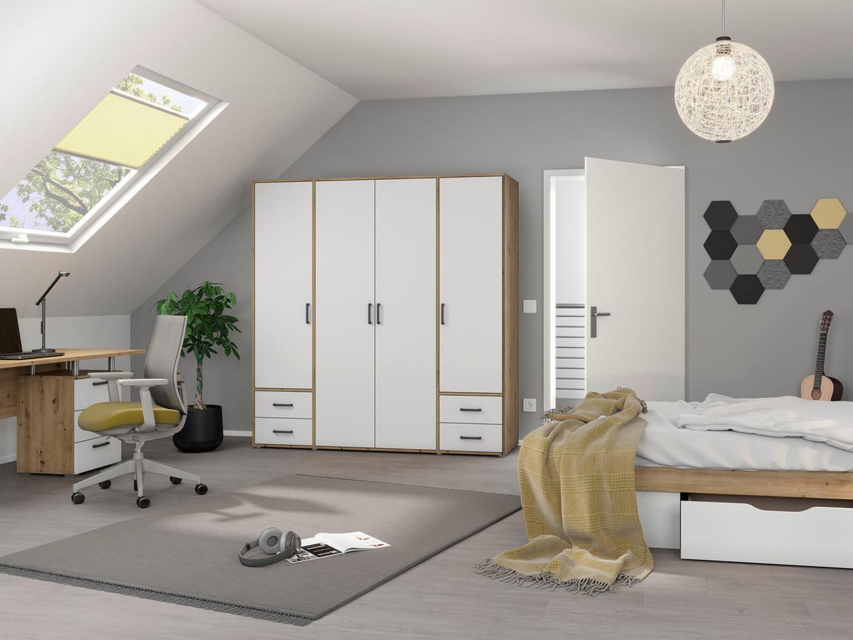 Drehtürenschrank Voyager 187 cm Balve Eiche Artisan - Weiß/Eiche Artisan, MODERN, Holzwerkstoff (187/194/53cm) - Rauch Möbel