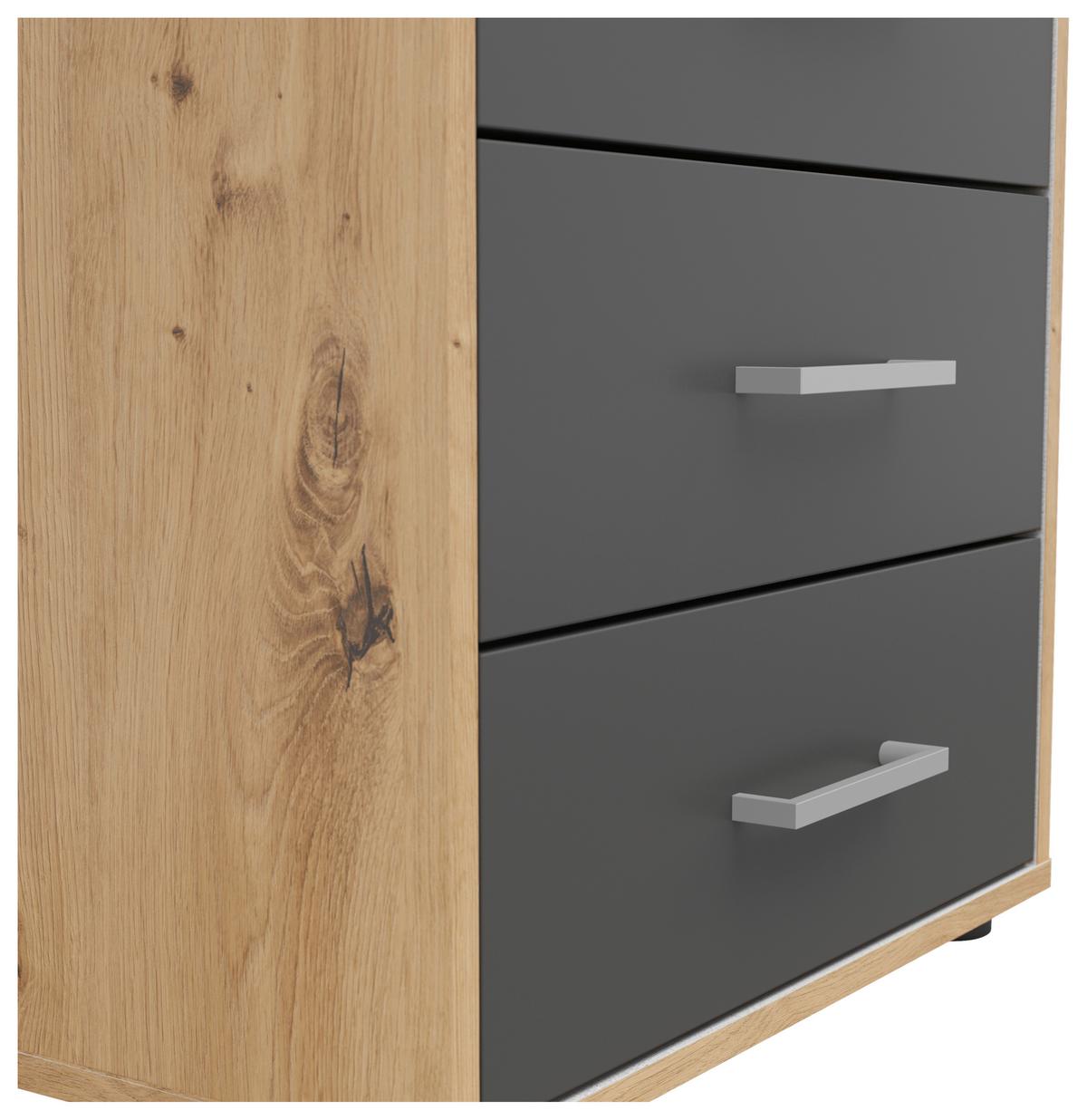 Nachtkästchen Smart 3 Eiche Artisan/graphit H: 54 Cm - Anthrazit/Grauweiß, Basics, Holzwerkstoff (50/54/35cm)