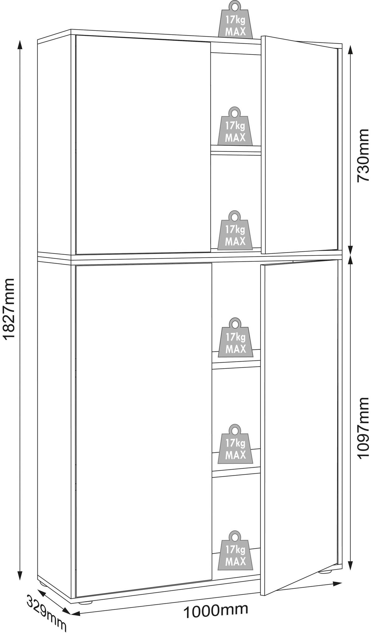 Aktenschrank Salia Anthrazit, Honigeiche B:100 Cm - Honigeiche/Anthrazit, Design, Holzwerkstoff (100/183/33cm) - MID.YOU